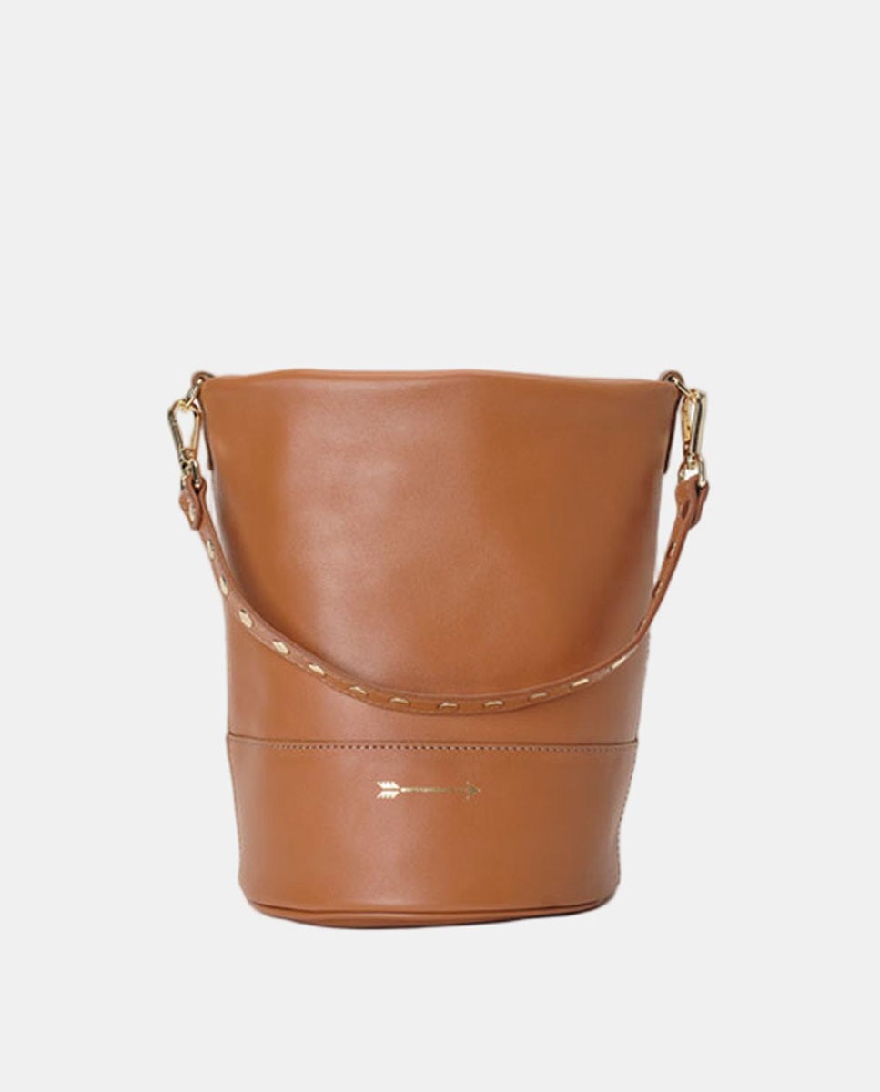 Imagem 0 de Mala Bucket Média em Pele com Duas Alças Desmontáveis com Rebites