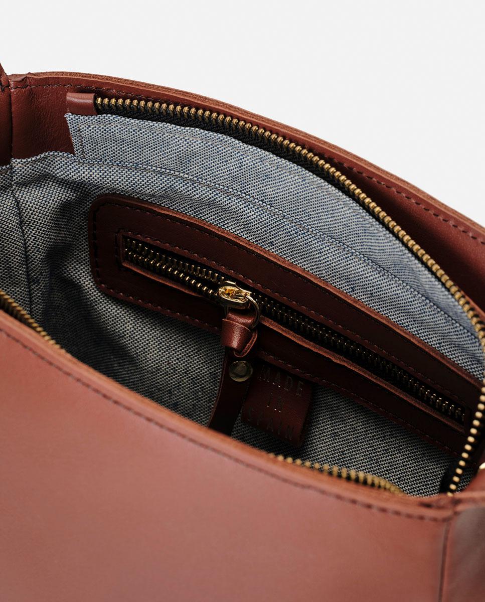 Bolso mediano de piel estilo bandolera con estructura rectangular y asa regulable - Mercules - Rojo Teja Rojo Teja-3