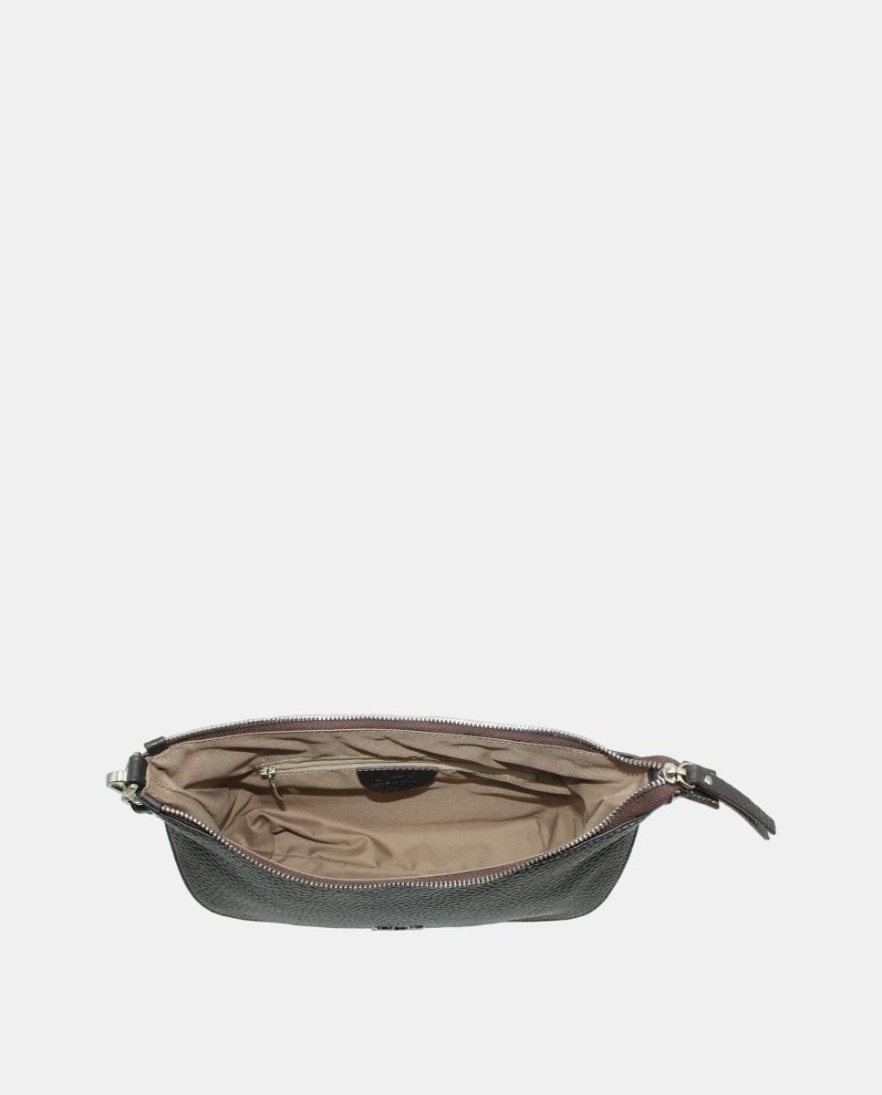 Mala Crossbody em Pele New com Granulado Grosso e Fecho de Correr Castanho-4
