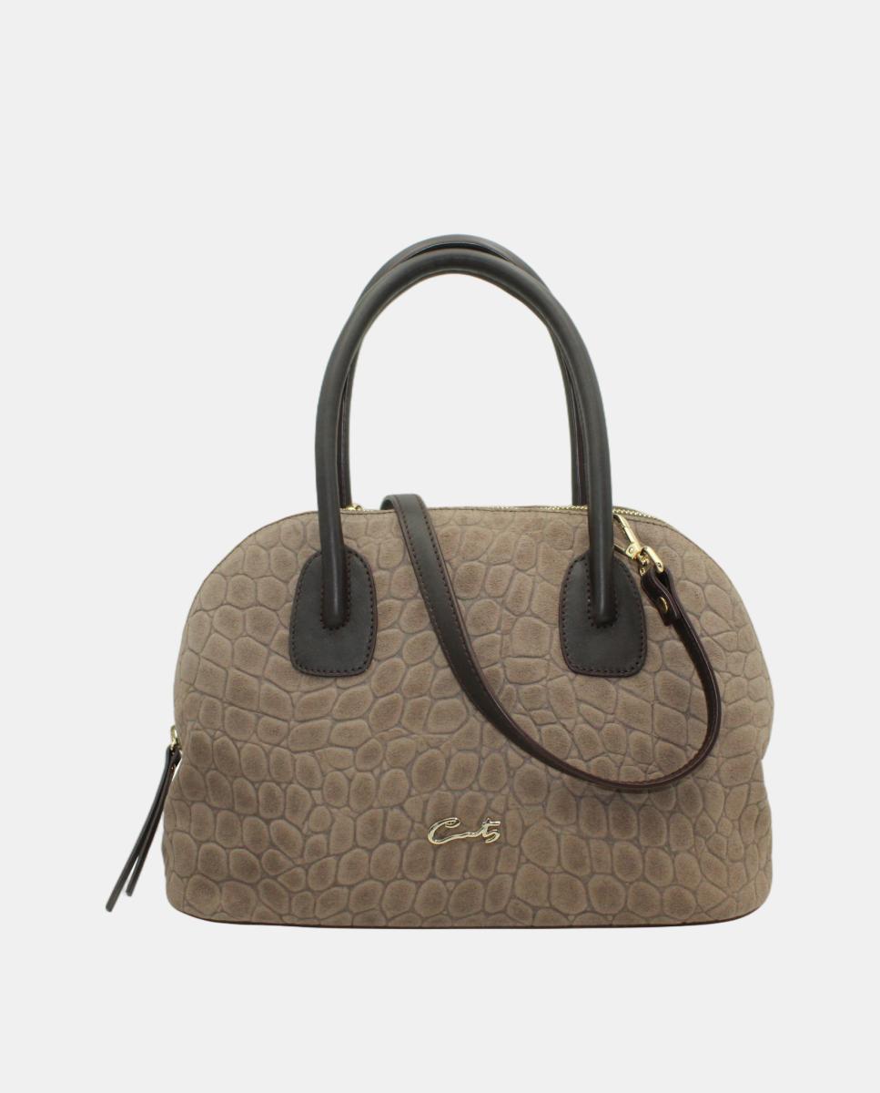 Imagem 0 de Mala Hobo com Aba de Granulado Grosso em Pele New com Fivela