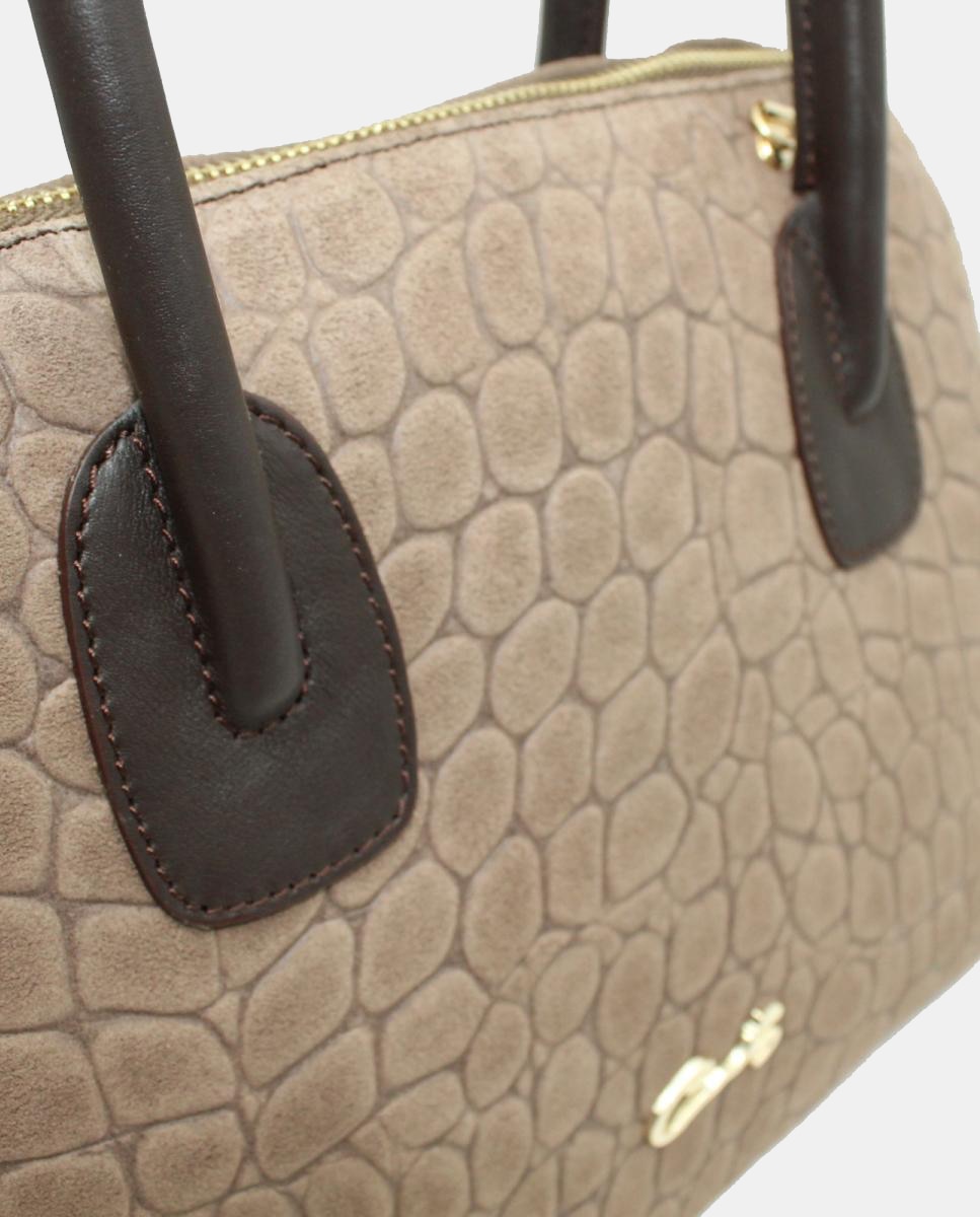 Mala Hobo com Aba de Granulado Grosso em Pele New com Fivela Castanho-3