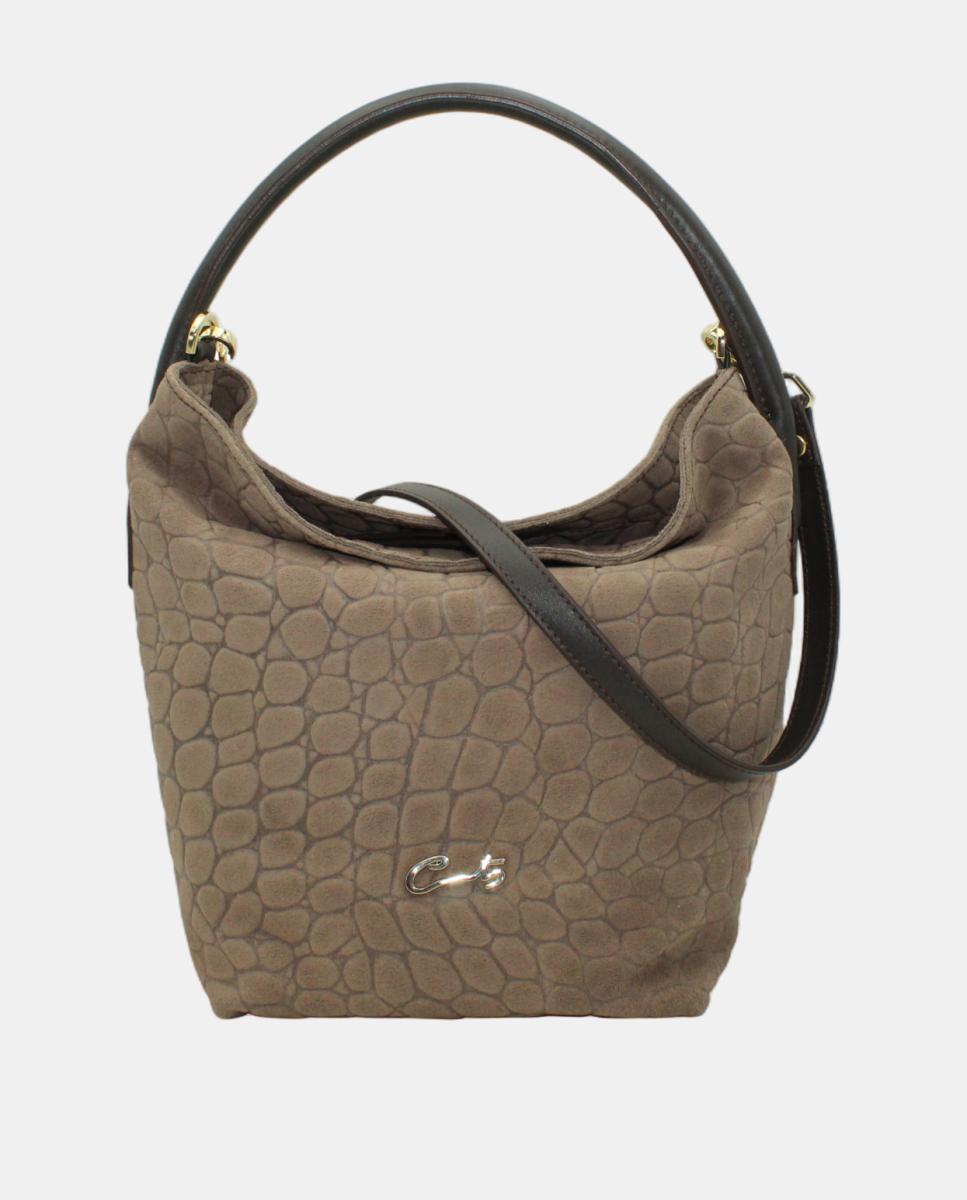 Imagem 0 de Mala Tipo Tote em Croute Croco com Fecho de Correr e Alça de Tiracolo