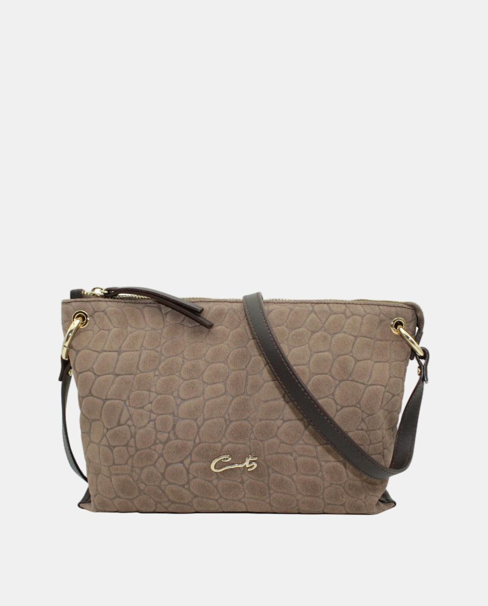Imagem 0 de Mala Crossbody de Grão Grosso Combinada com Fecho de Correr