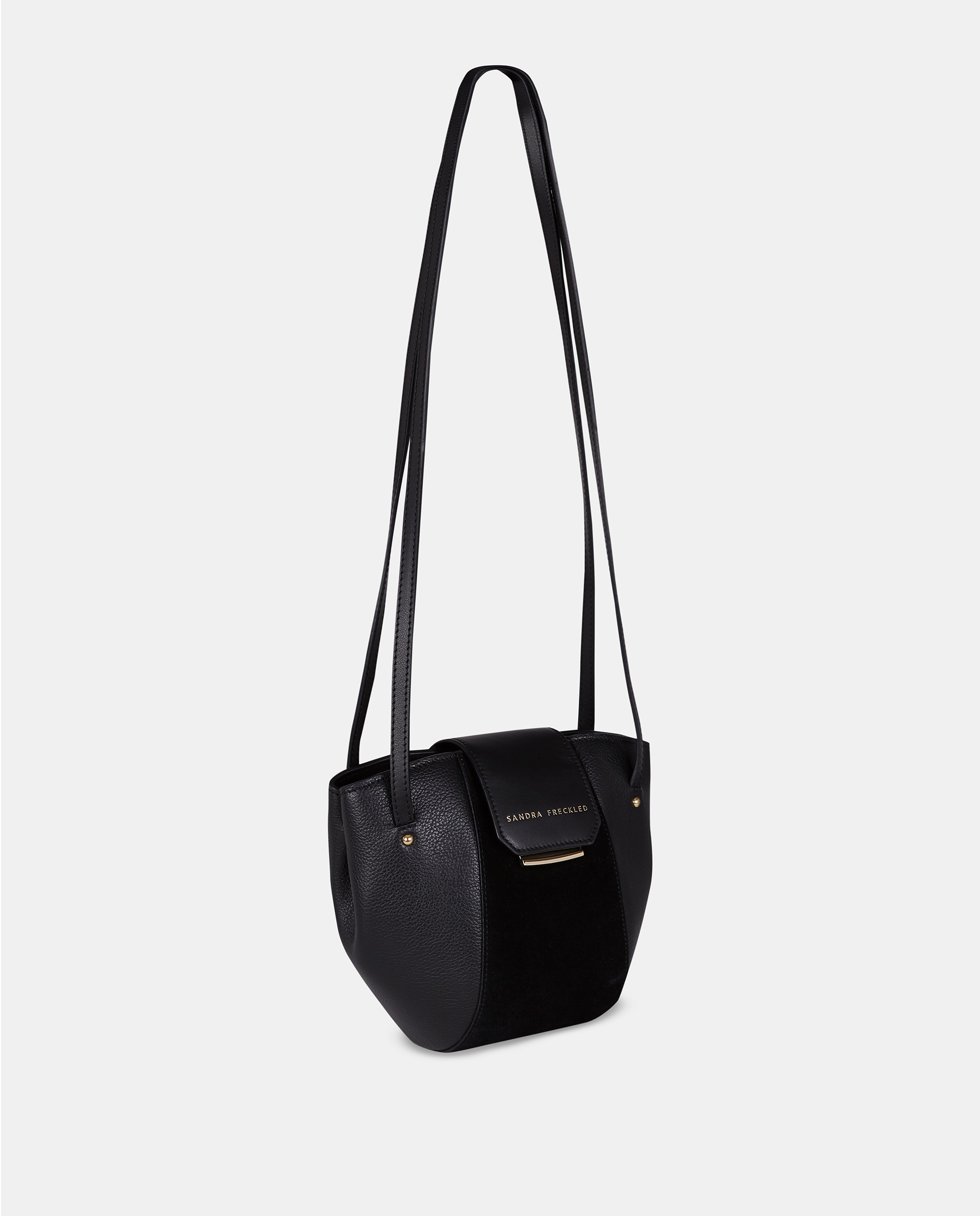 Bolso doble asa larga bandolera piel combinada - Sandra Freckled - Negro Negro-2