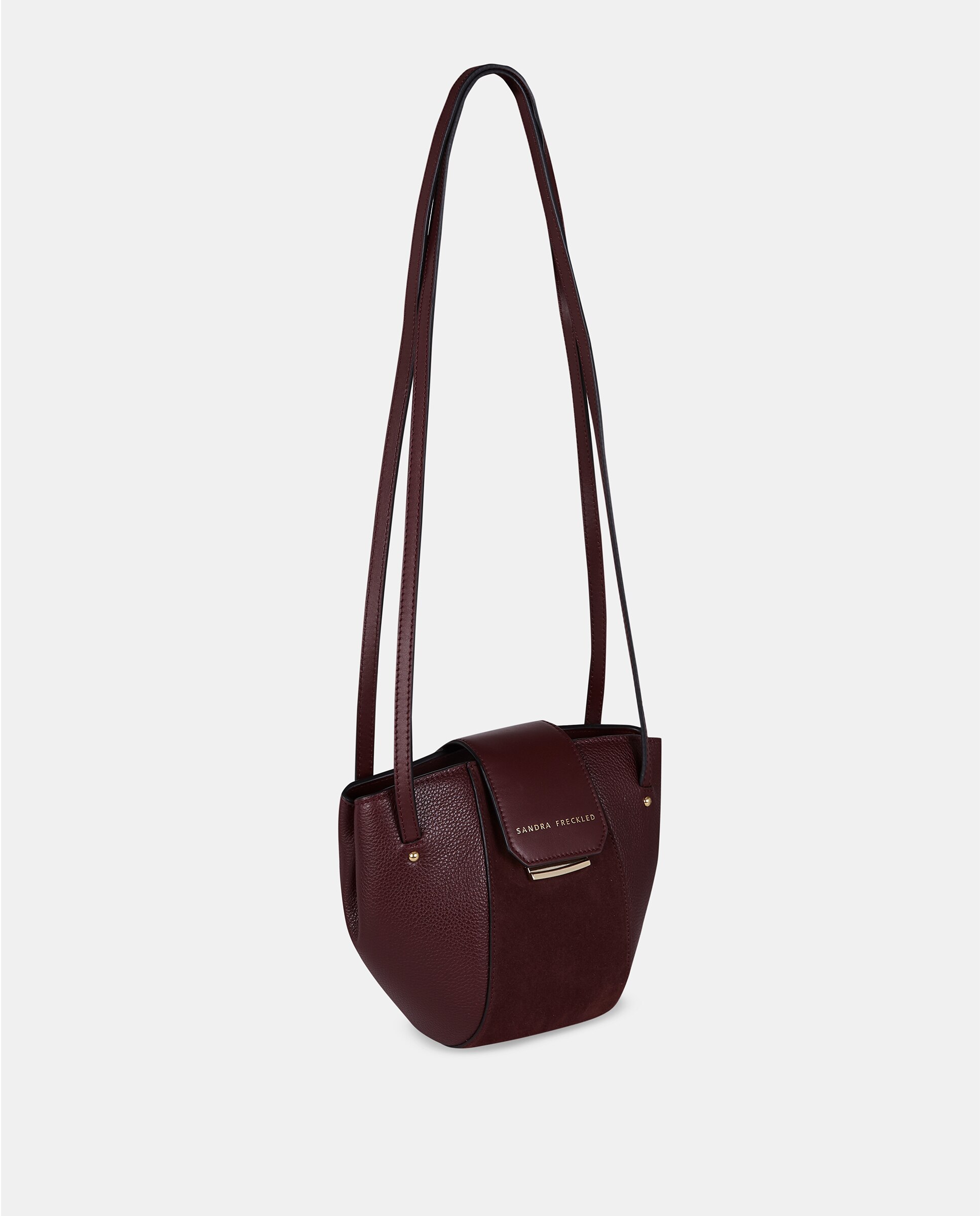 Bolso doble asa larga bandolera piel combinada - Sandra Freckled - Rojo oscuro Rojo oscuro-2