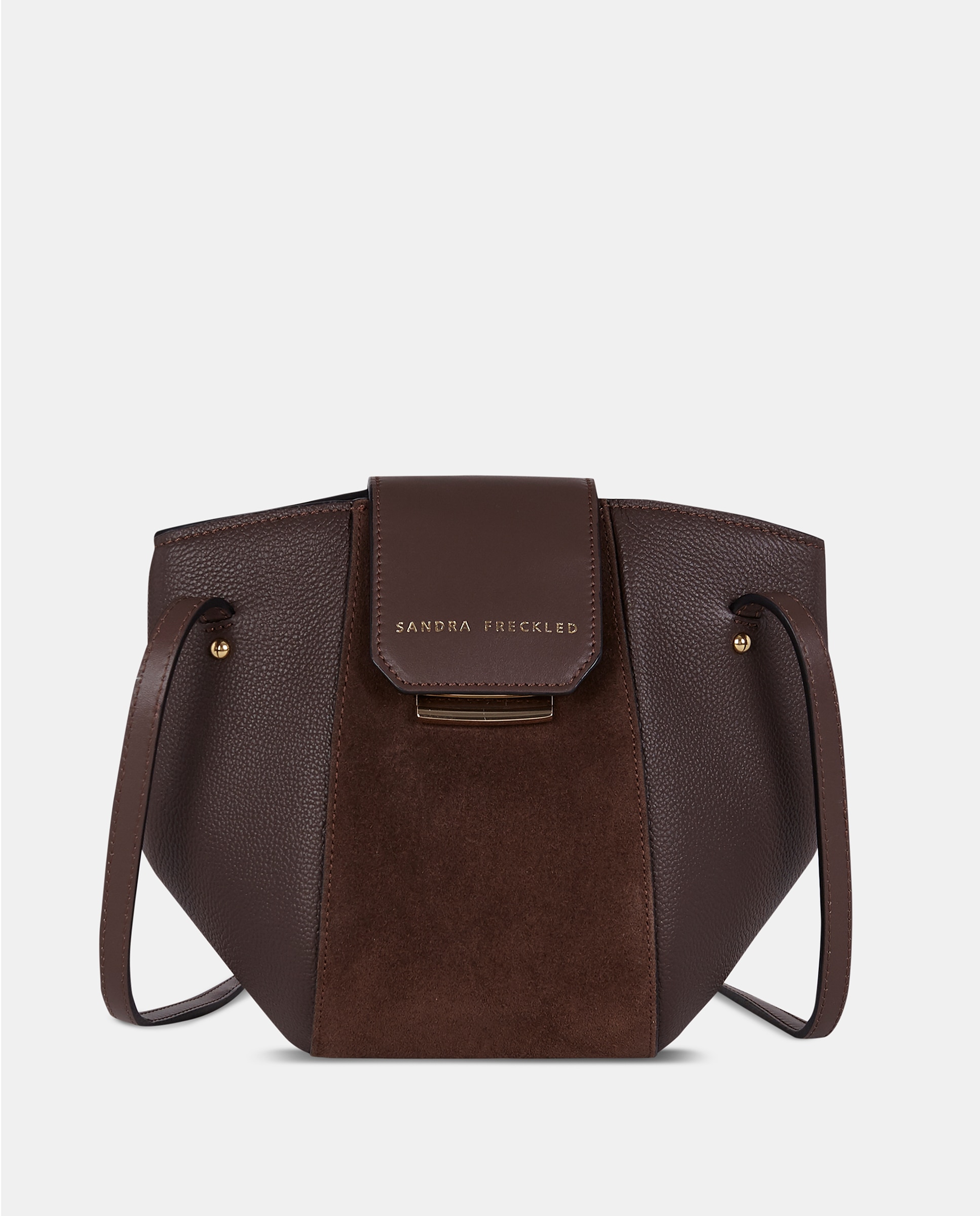 Bolso doble asa larga bandolera piel combinada - Sandra Freckled - Marrón chocolate Marrón chocolate-1