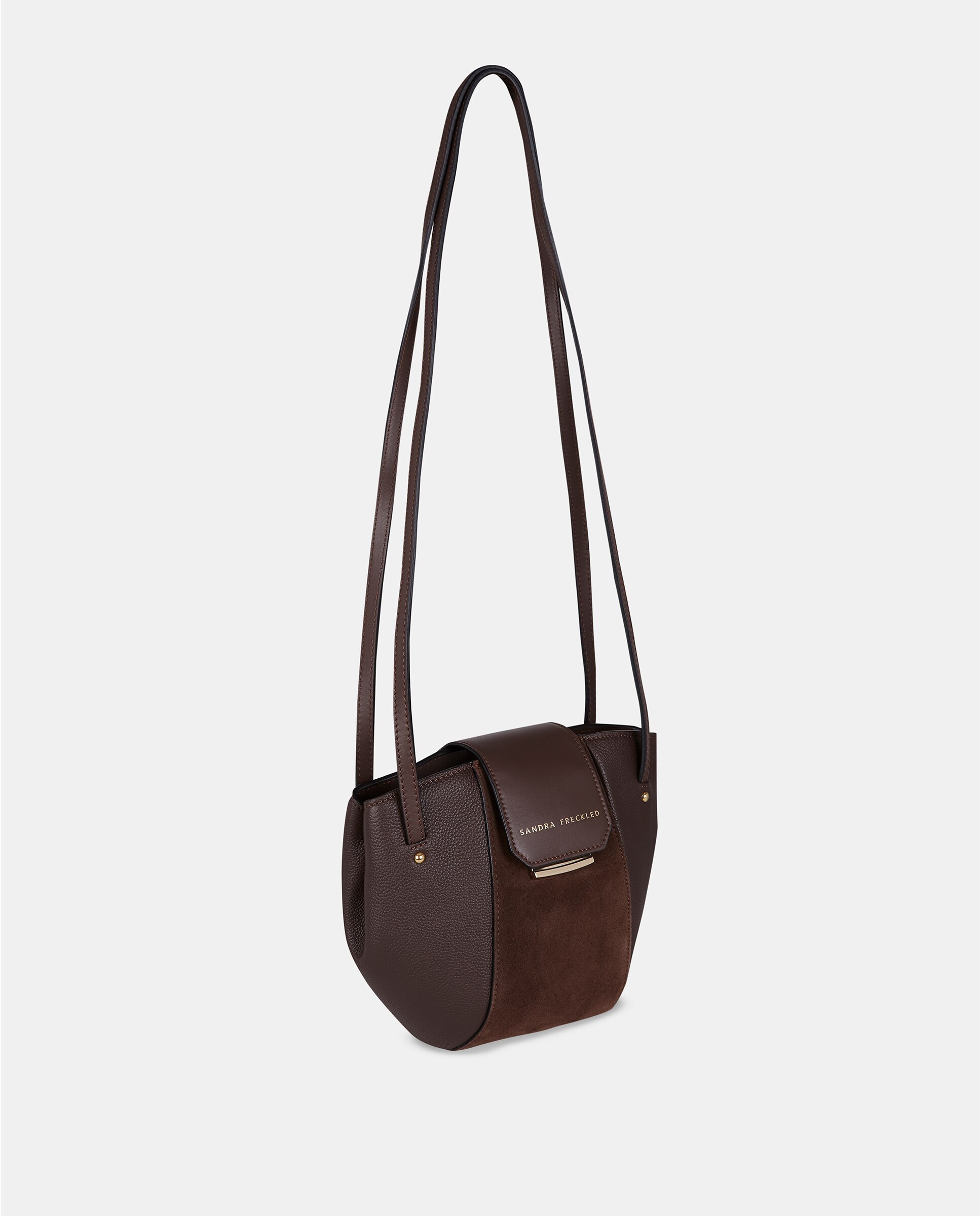 Bolso doble asa larga bandolera piel combinada - Sandra Freckled - Marrón chocolate Marrón chocolate-2