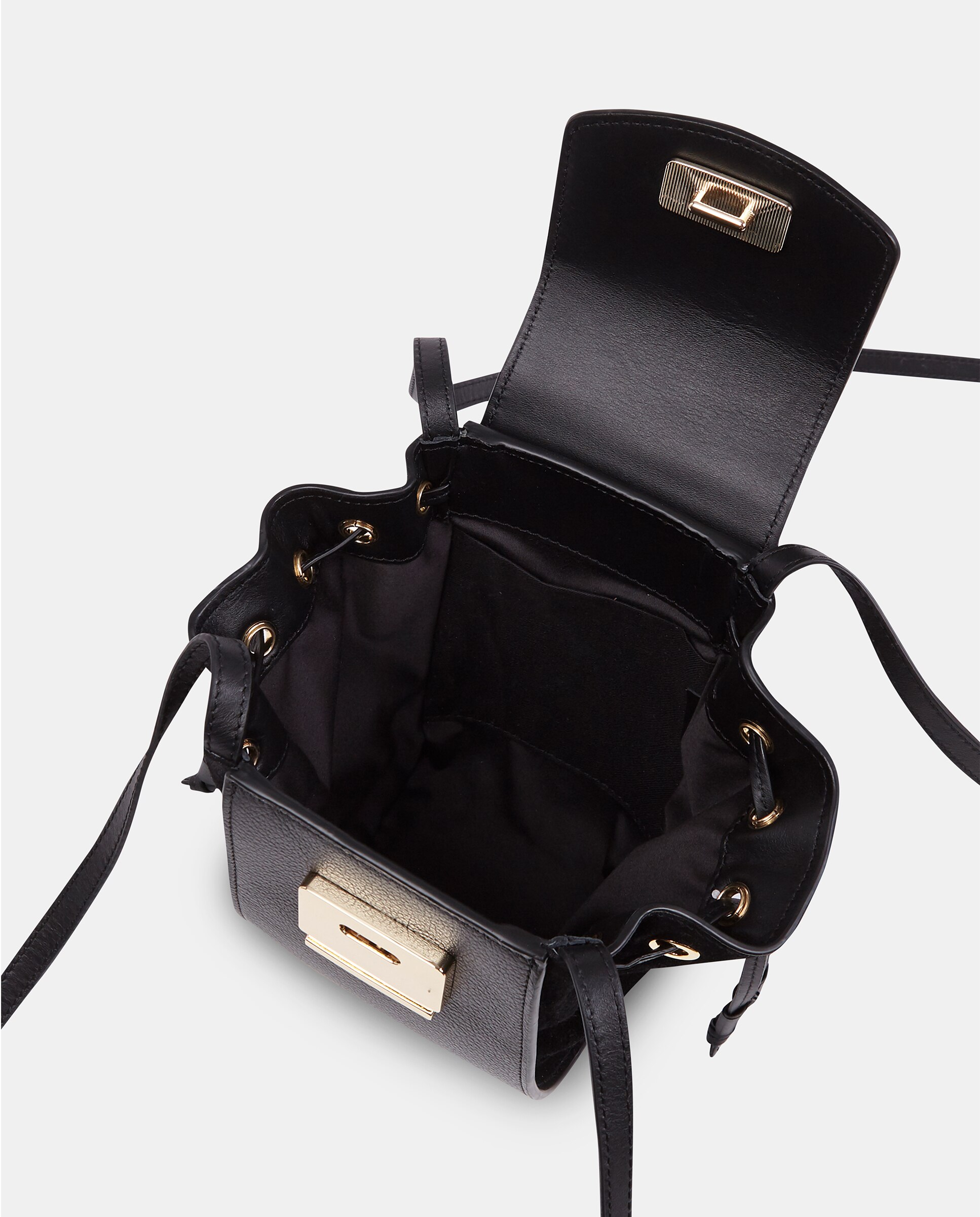Bolso crossbody pequeño con solapa y asas largas en piel combinada - Sandra Freckled - Negro Negro-3
