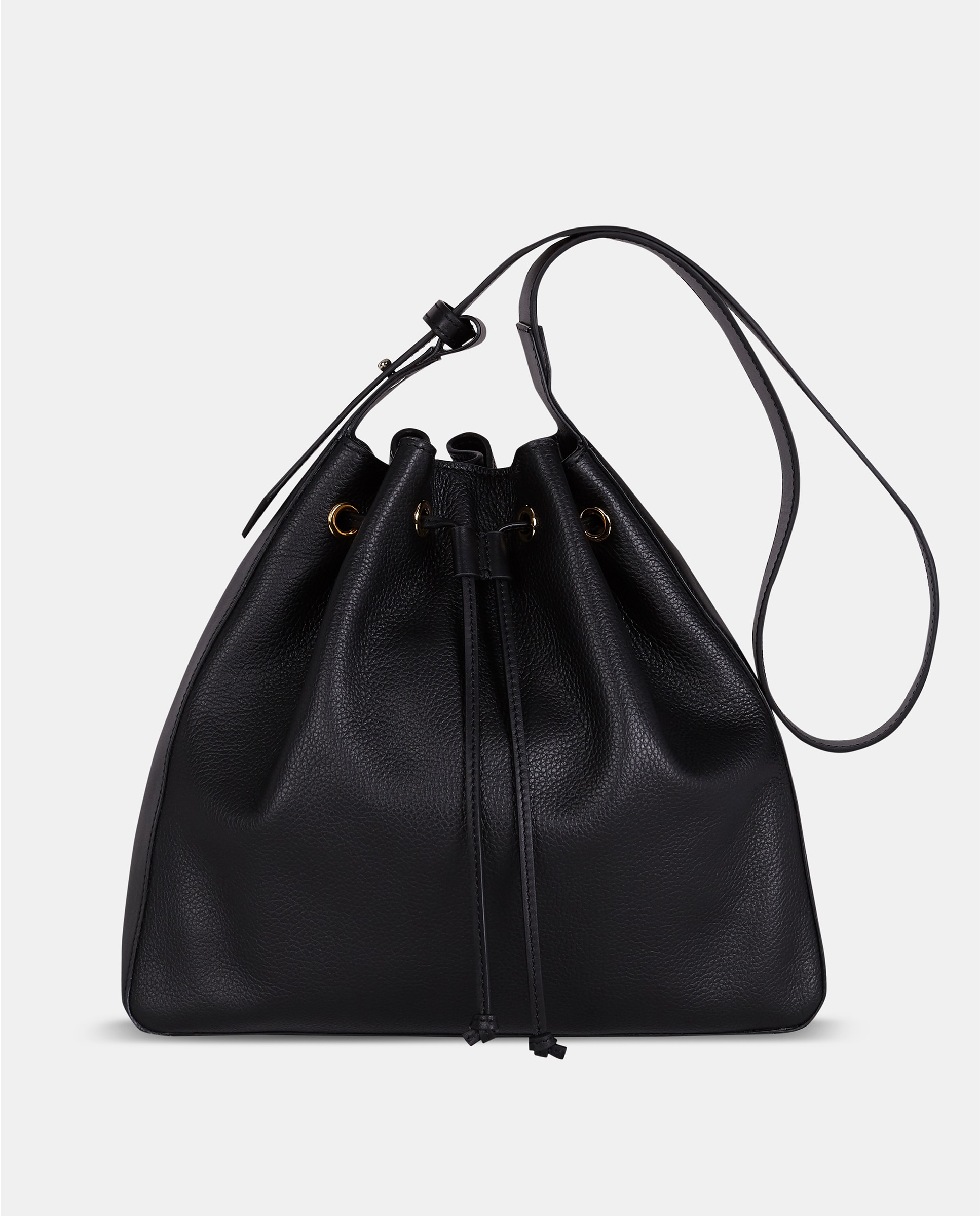 Bolso crossbody en piel con cierre de cordón - Sandra Freckled - Negro Negro-1