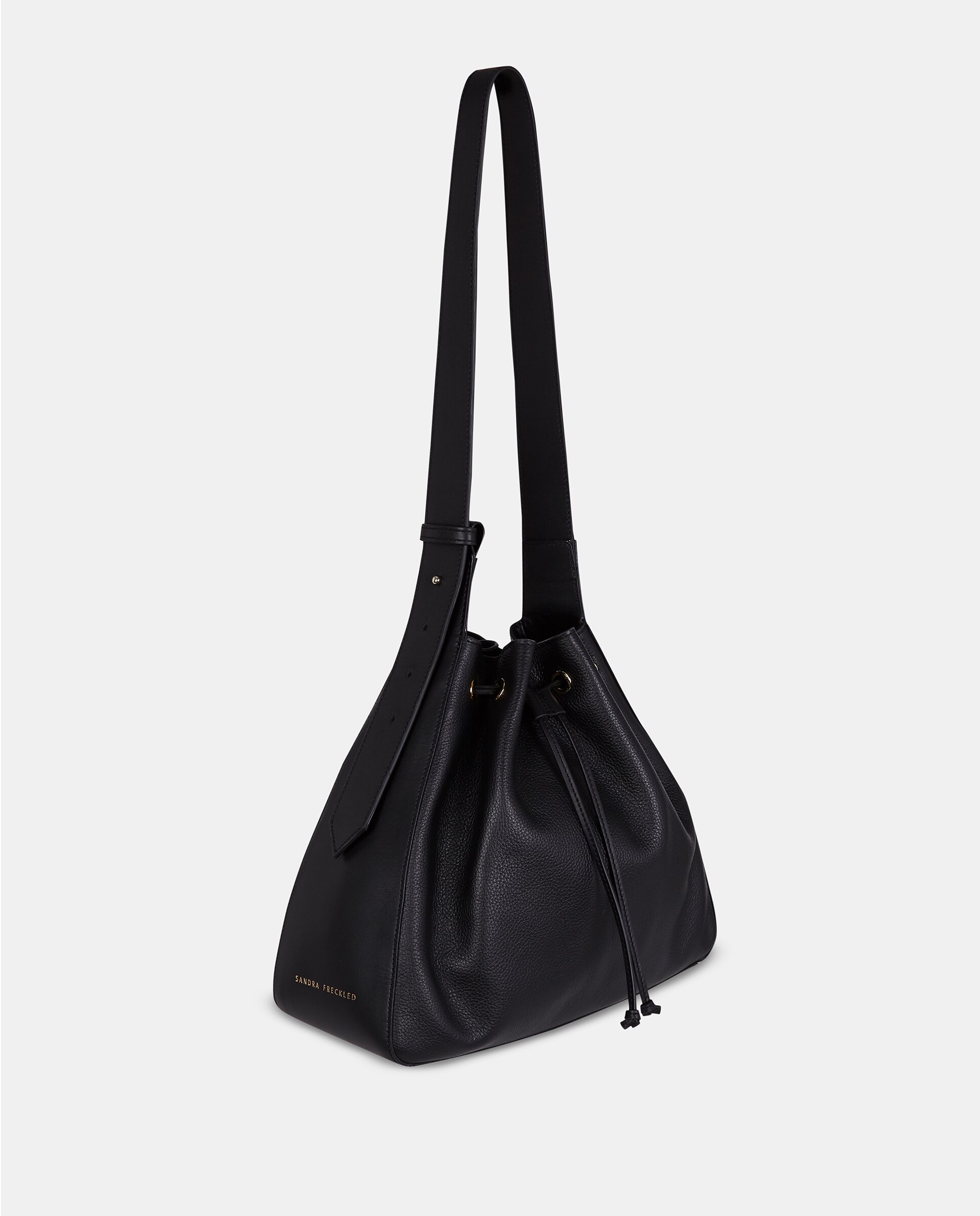 Bolso crossbody en piel con cierre de cordón - Sandra Freckled - Negro Negro-2