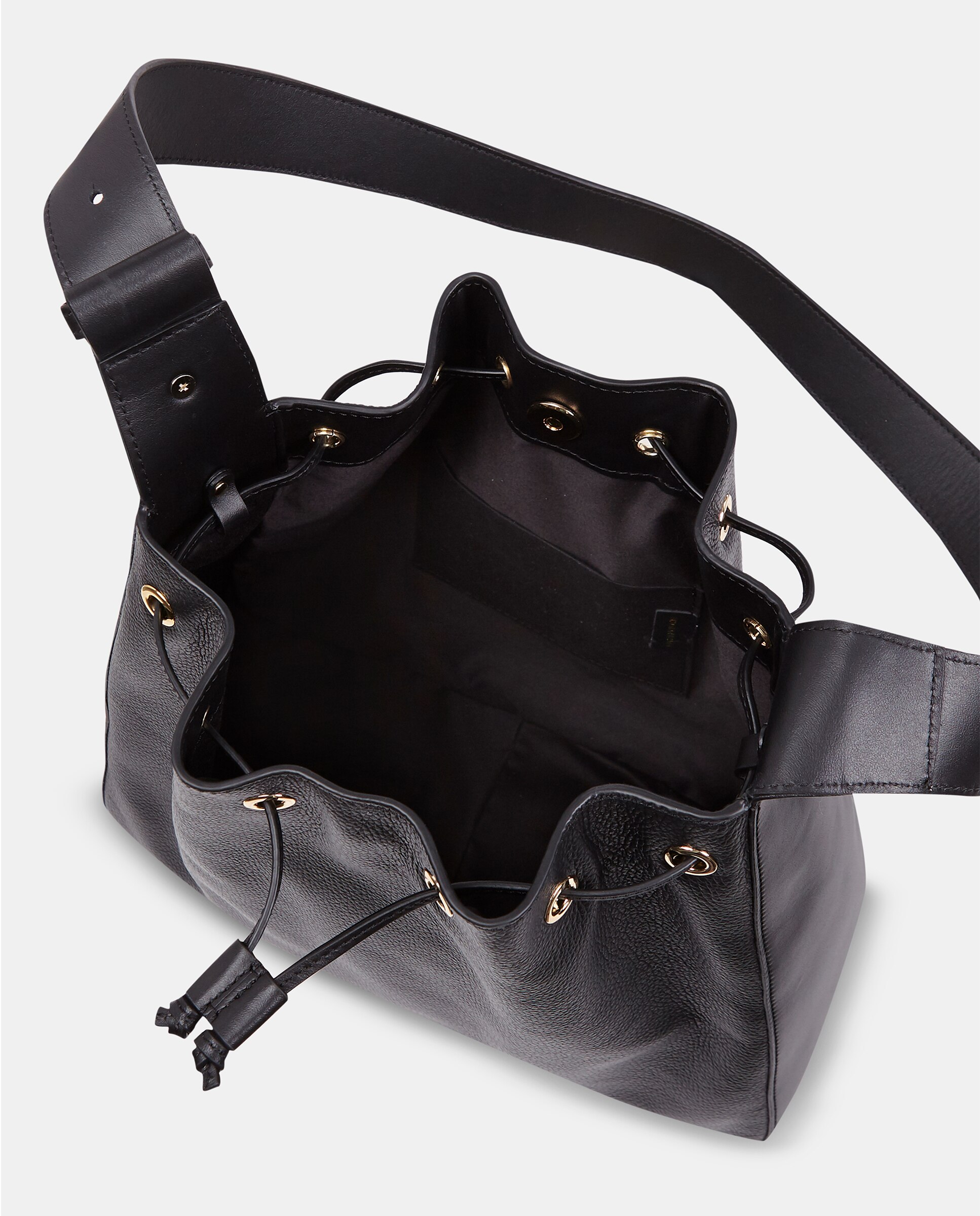 Bolso crossbody en piel con cierre de cordón - Sandra Freckled - Negro Negro-3