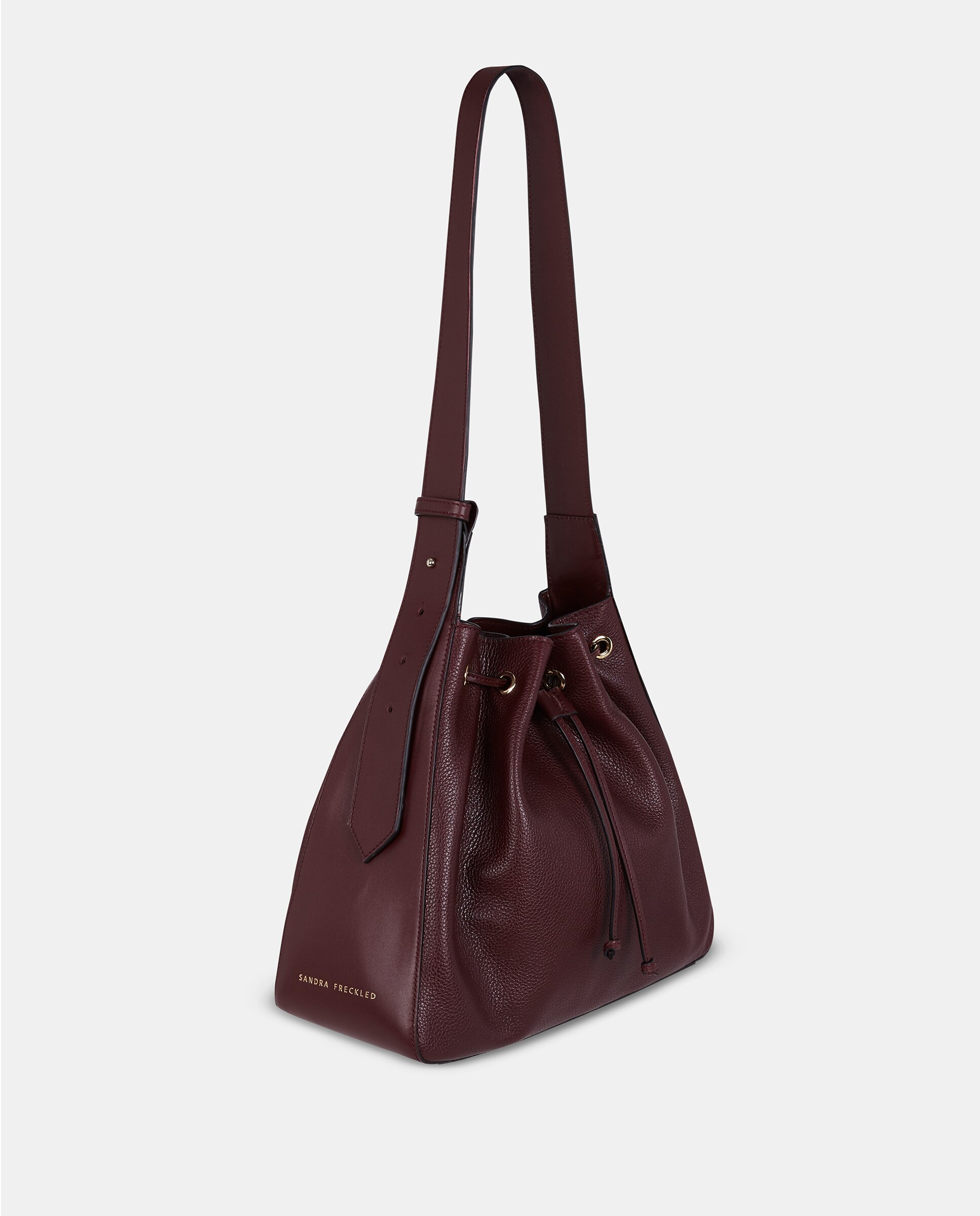 Bolso crossbody en piel con cierre de cordón - Sandra Freckled - Rojo Granate Rojo Granate-2