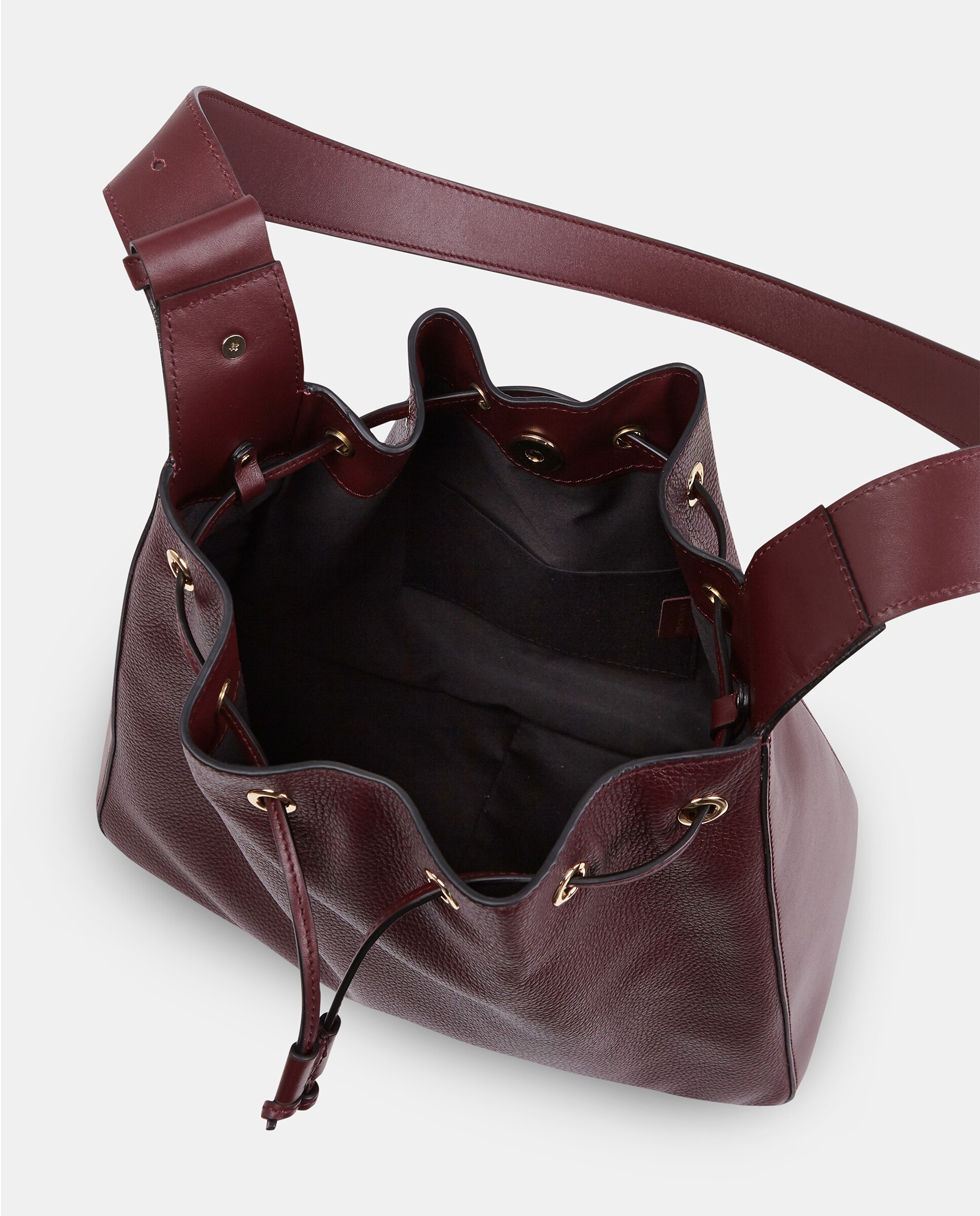 Bolso crossbody en piel con cierre de cordón - Sandra Freckled - Rojo Granate Rojo Granate-3