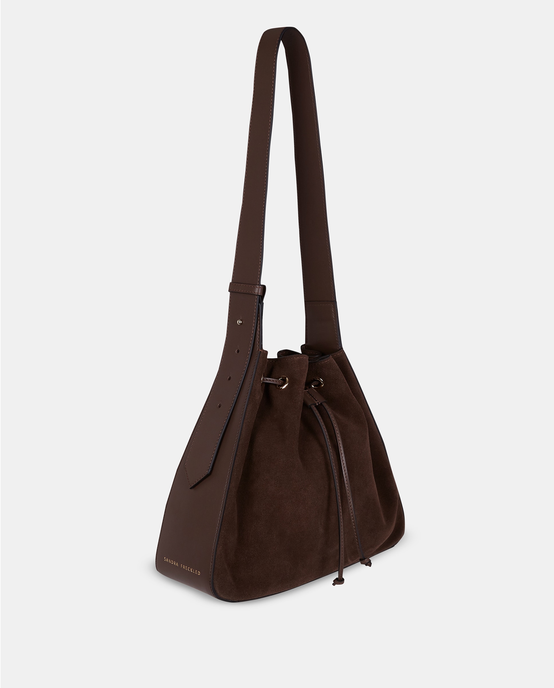 Mala Crossbody em Croute com Fecho de Cordão Castanho-chocolate-2