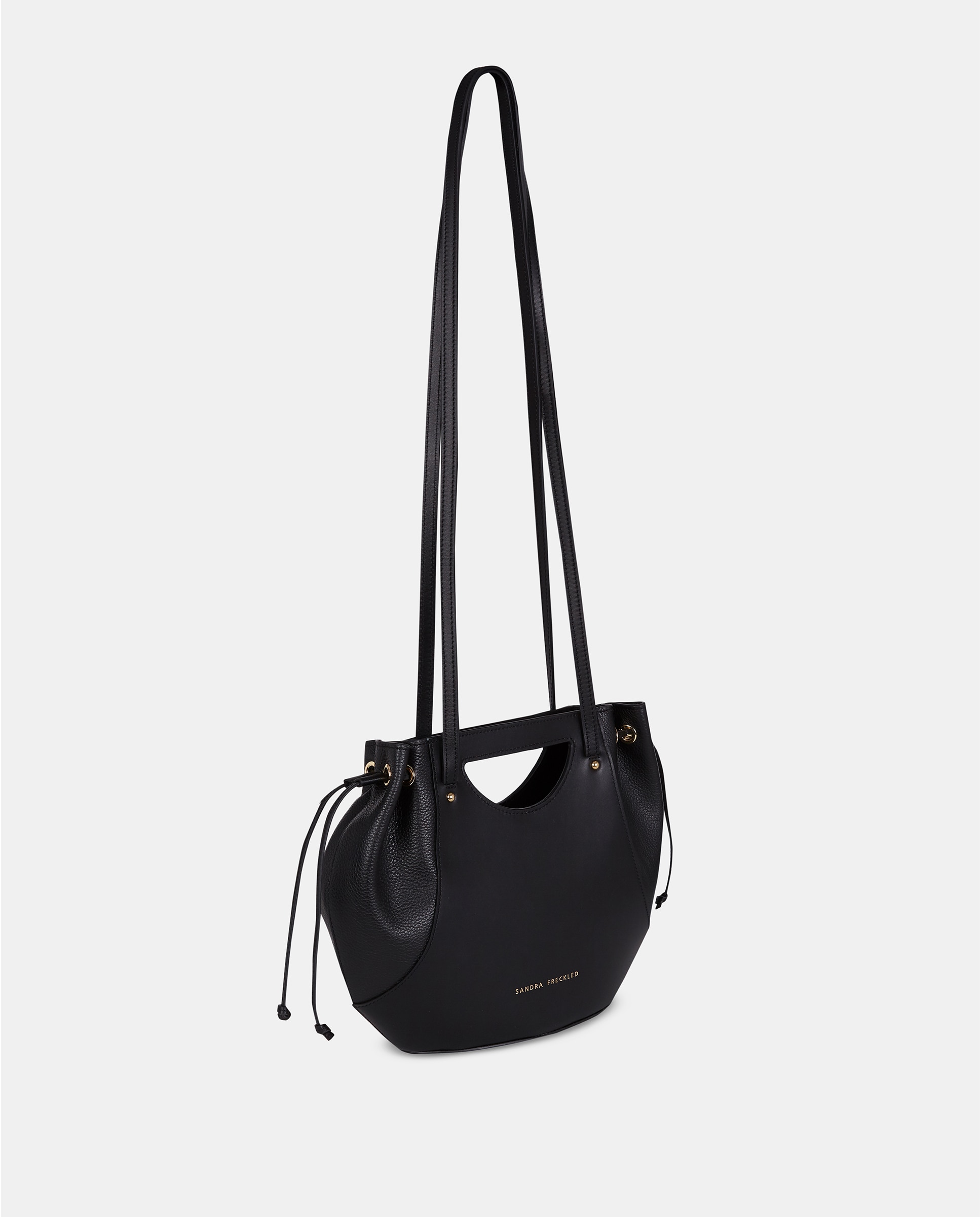 Bolso crossbody en piel con asa de mano - Sandra Freckled - Negro Negro-2