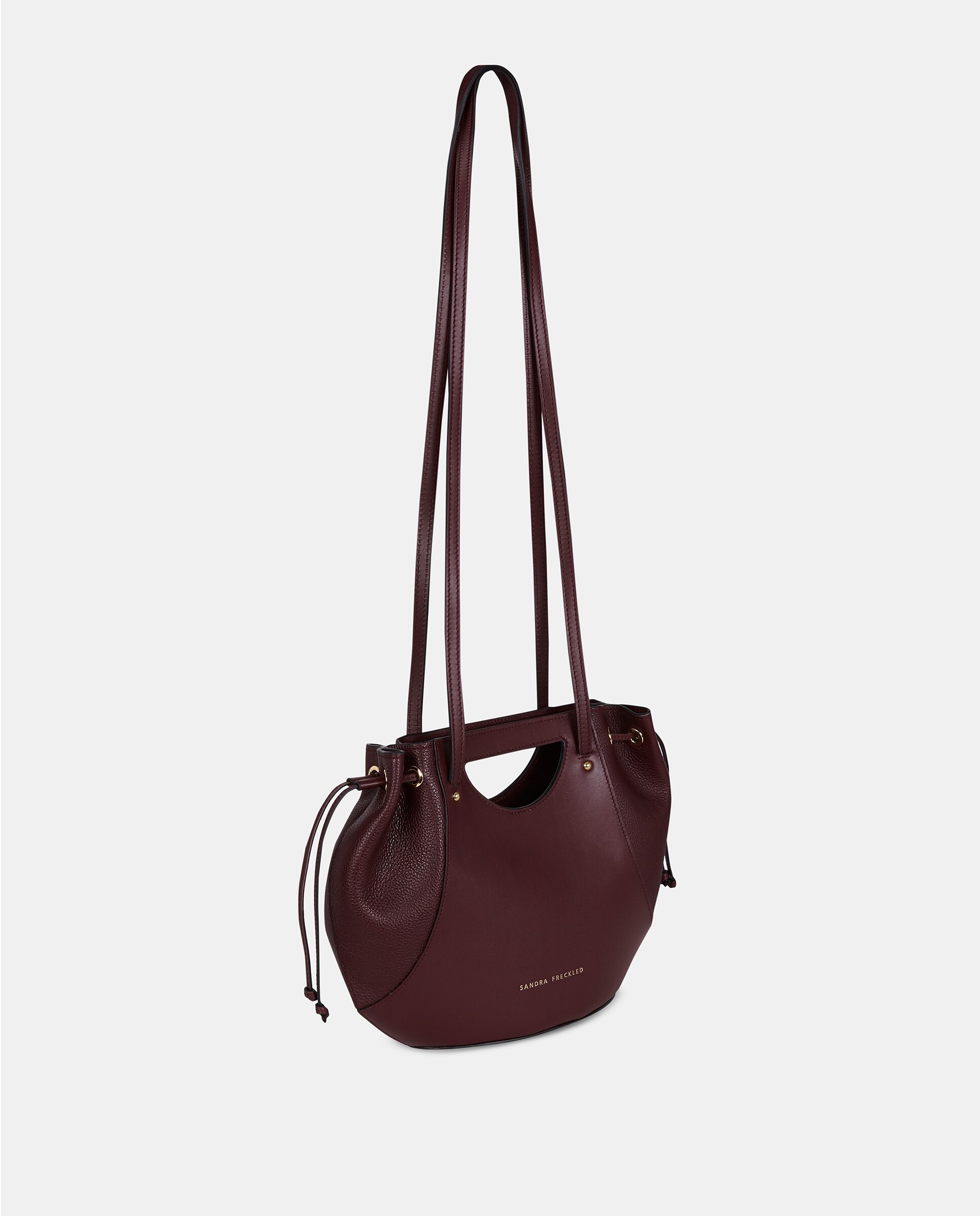 Bolso crossbody en piel con asa de mano - Sandra Freckled - Rojo Granate Rojo Granate-2