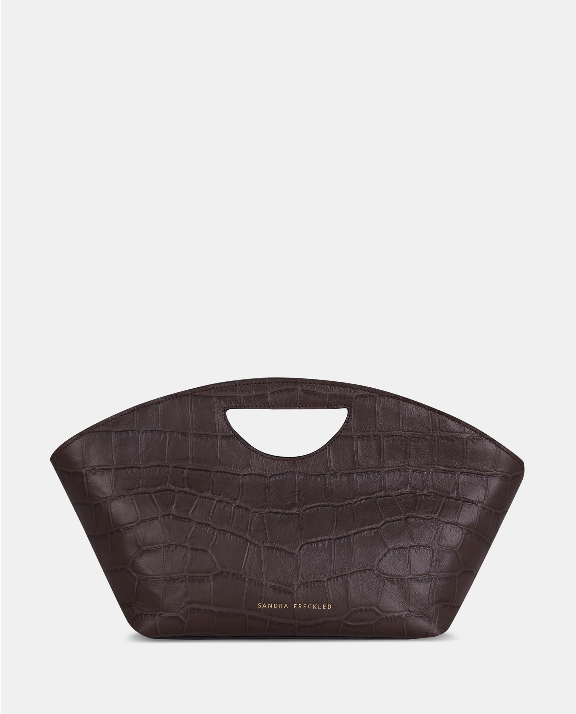 Bolso crossbody con asas de mano en piel grabada - Sandra Freckled - Marrón chocolate Marrón chocolate-1