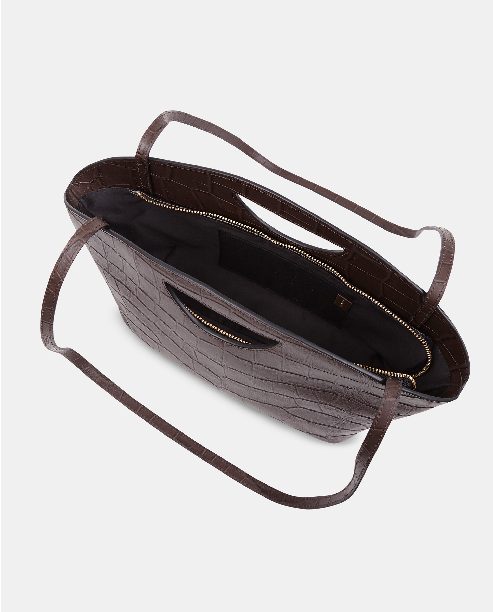 Bolso crossbody con asas de mano en piel grabada - Sandra Freckled - Marrón chocolate Marrón chocolate-3