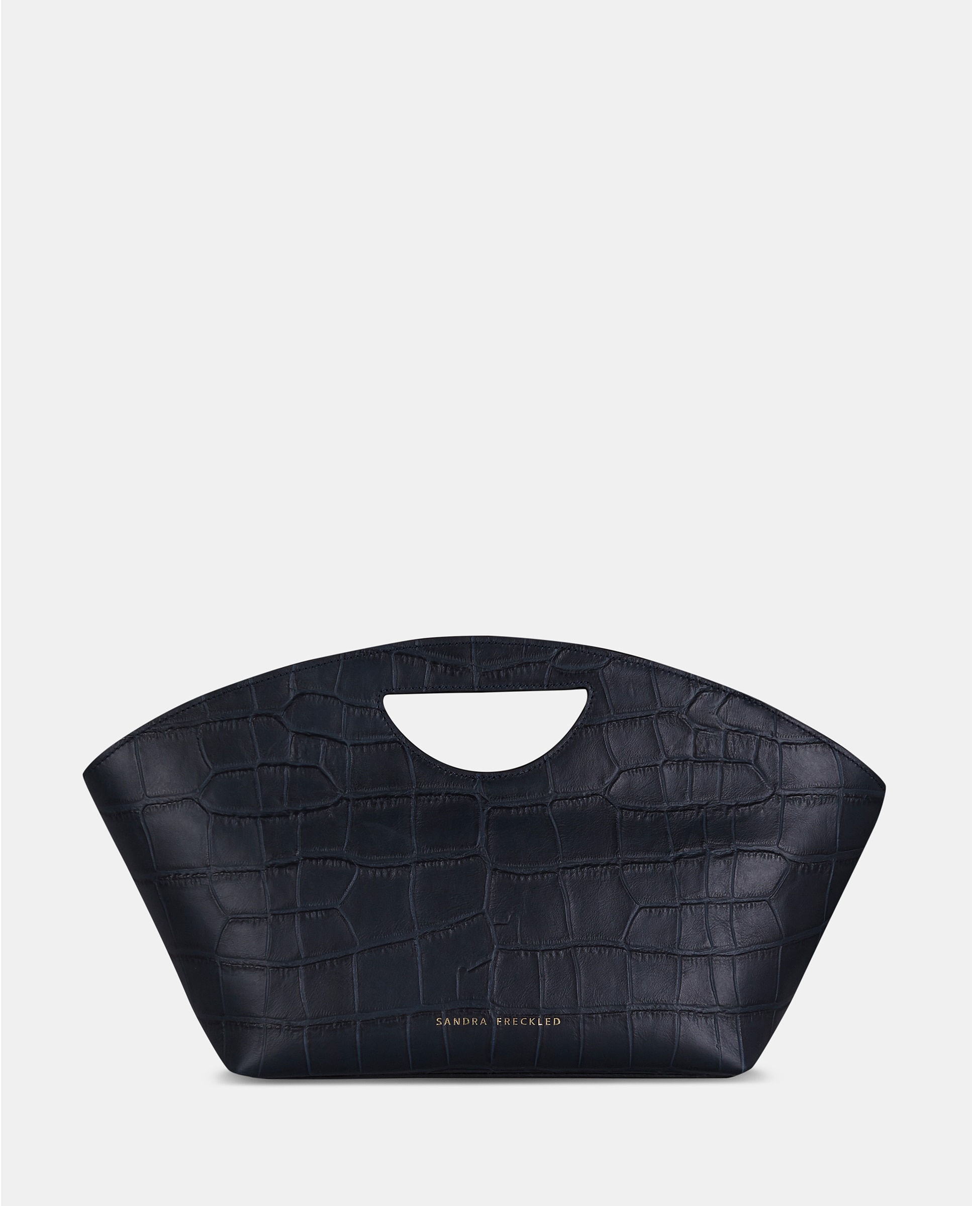 Imagen 0 de Bolso crossbody con asas de mano en piel grabada Azul oscuro