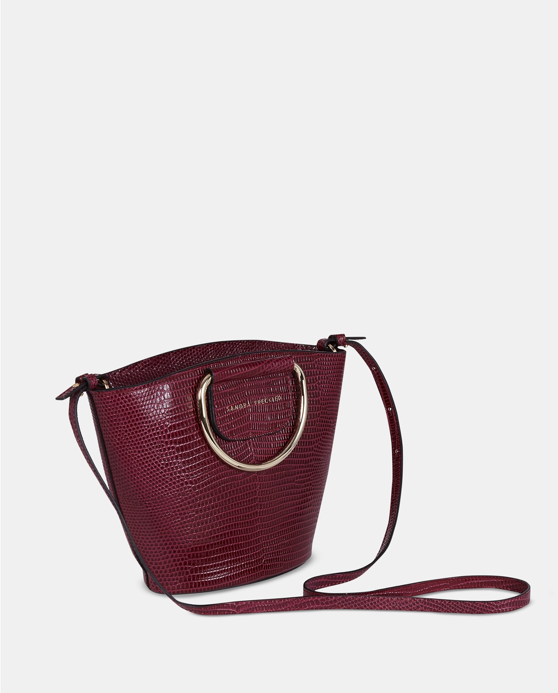 Bolso crossbody con asas metálicas en piel grabada - Sandra Freckled - Rojo oscuro Rojo oscuro-2