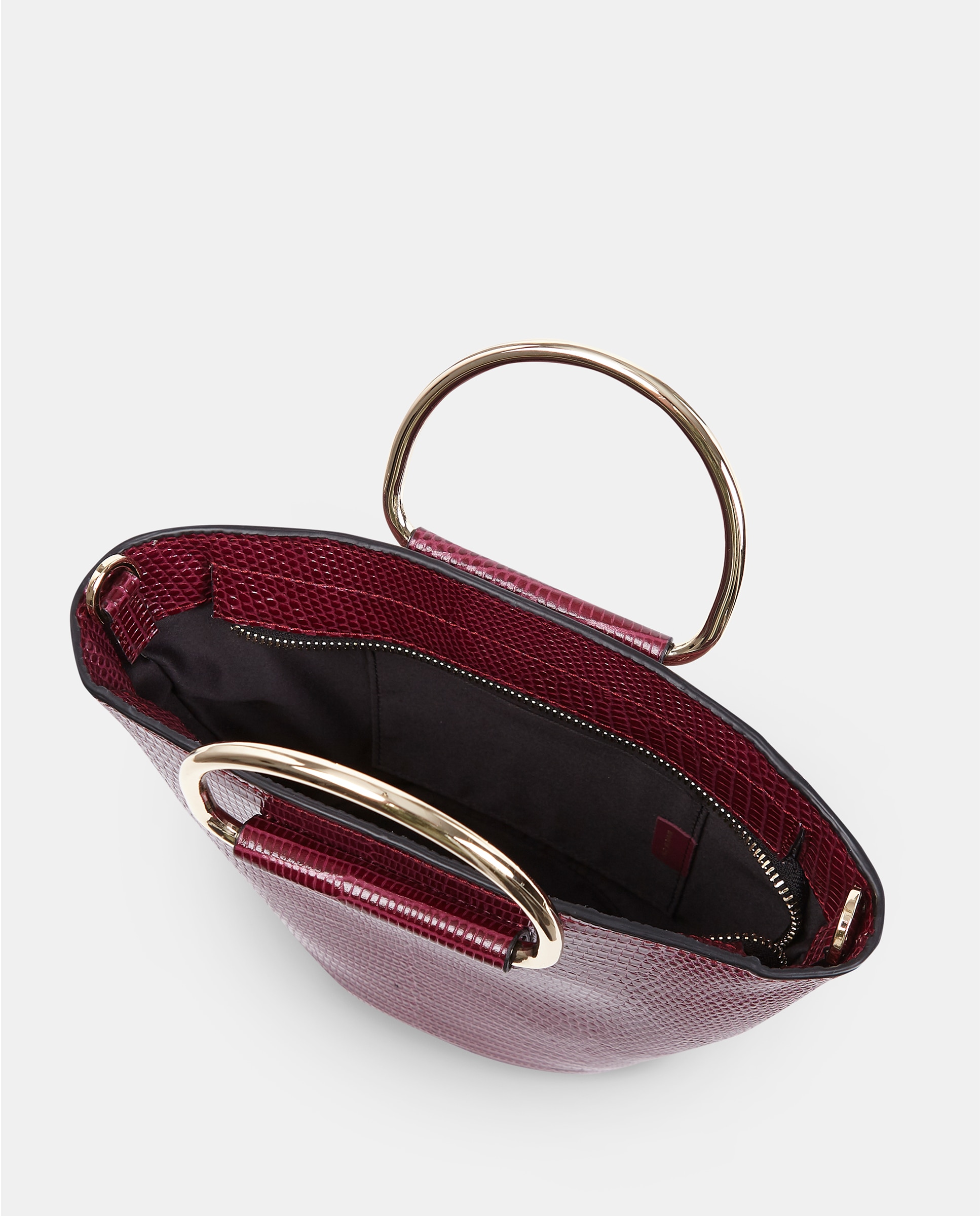 Bolso crossbody con asas metálicas en piel grabada - Sandra Freckled - Rojo oscuro Rojo oscuro-3