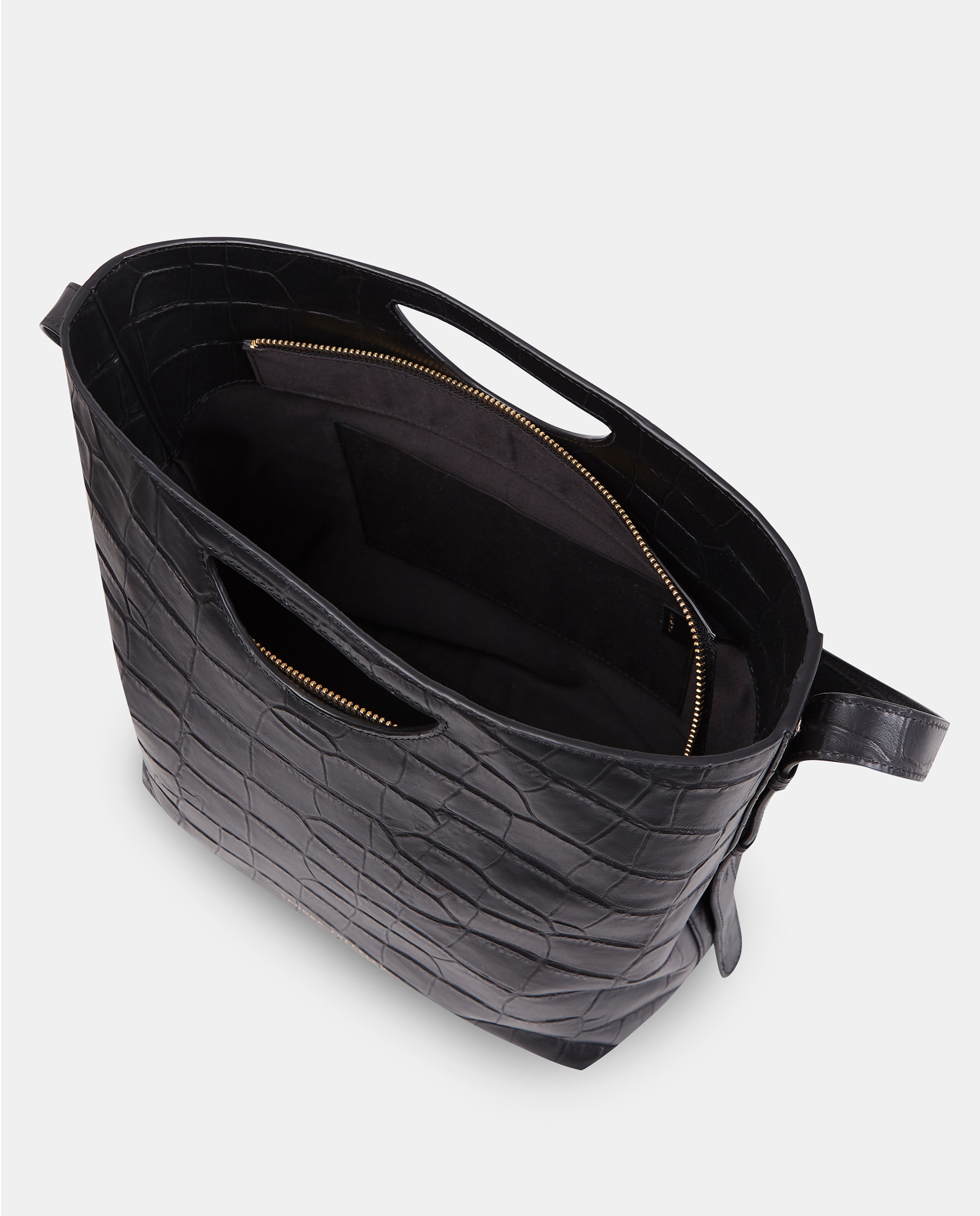 Bolso hobo en piel y asa de mano troquelada - Sandra Freckled - Negro Negro-3