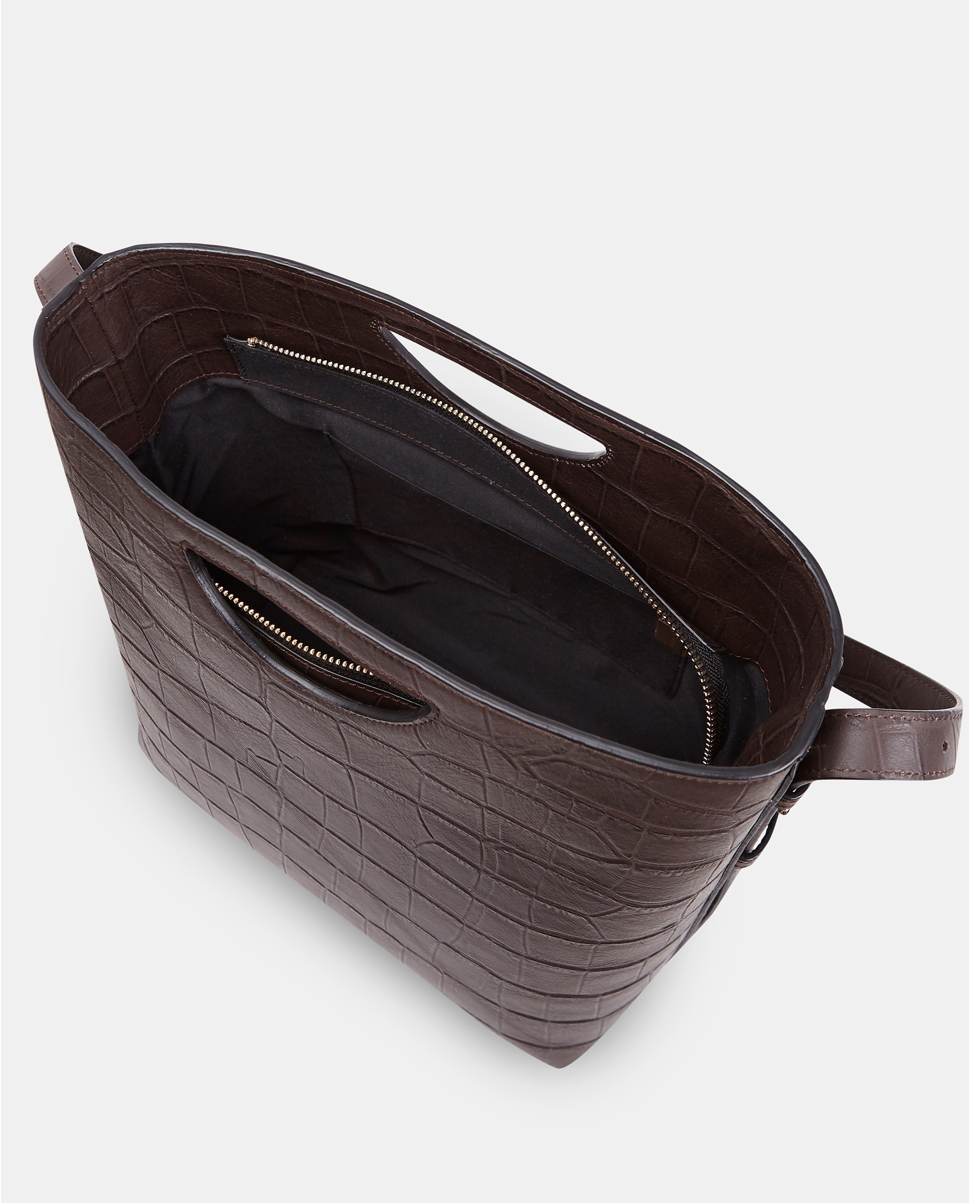 Bolso hobo en piel y asa de mano troquelada - Sandra Freckled - Marrón chocolate Marrón chocolate-3