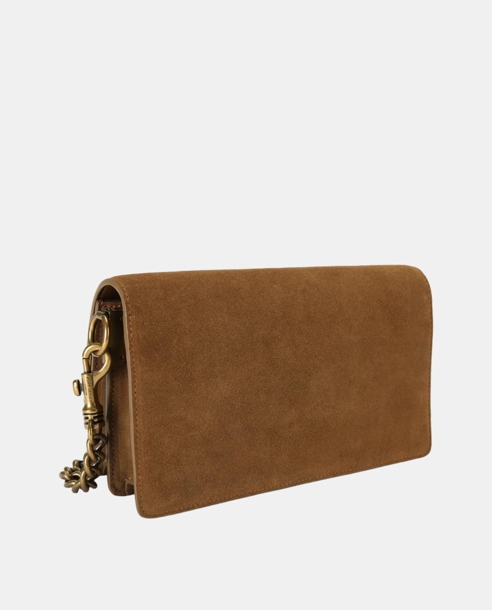 Bolso de hombro en piel con solapa decorada con cristales multicolor y detalles metálicos - Kurt Geiger - Marrón Marrón-3