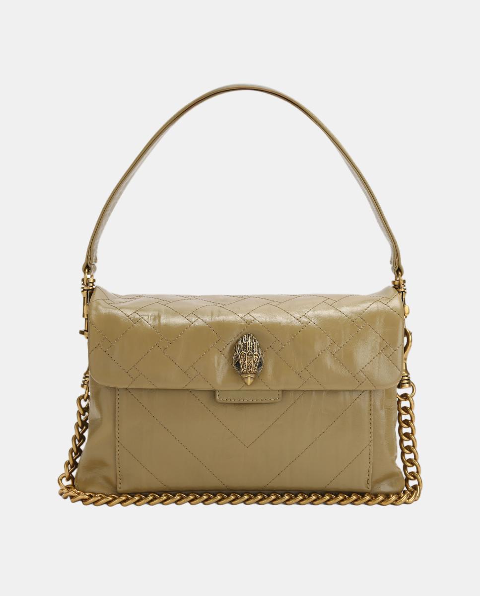 Bolso Kensington en piel con acabado ligeramente brillante y patrón de costuras geométricas - Kurt Geiger - Beige Beige-1