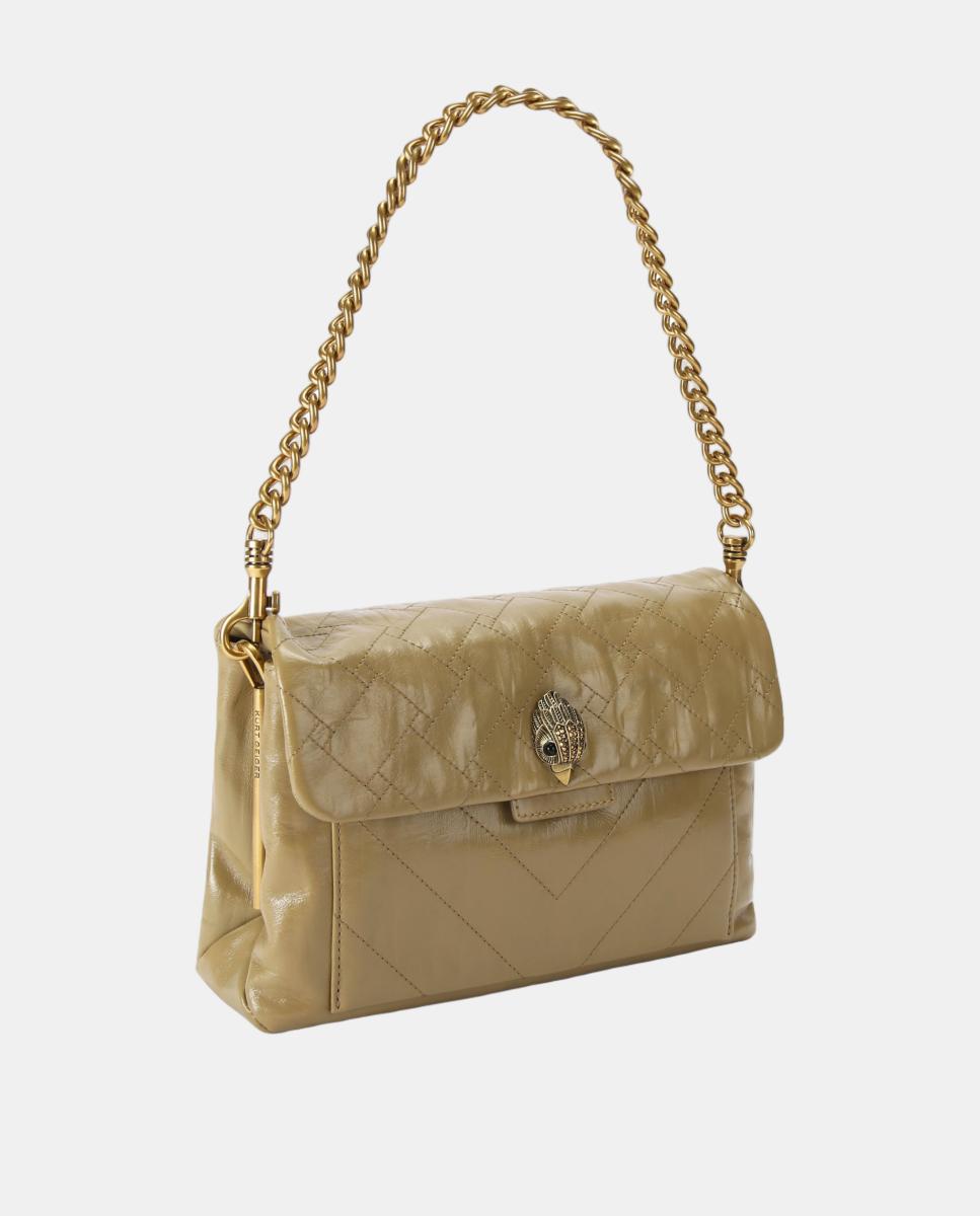 Bolso Kensington en piel con acabado ligeramente brillante y patrón de costuras geométricas - Kurt Geiger - Beige Beige-2