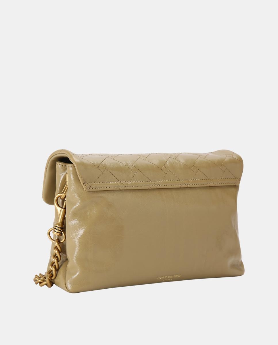 Bolso Kensington en piel con acabado ligeramente brillante y patrón de costuras geométricas - Kurt Geiger - Beige Beige-3