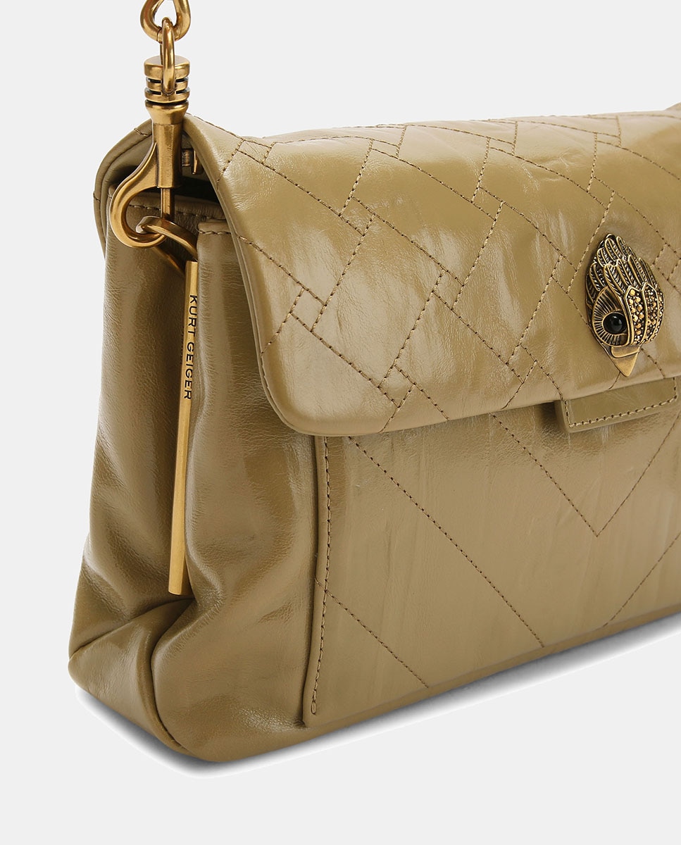 Bolso Kensington en piel con acabado ligeramente brillante y patrón de costuras geométricas - Kurt Geiger - Beige Beige-5