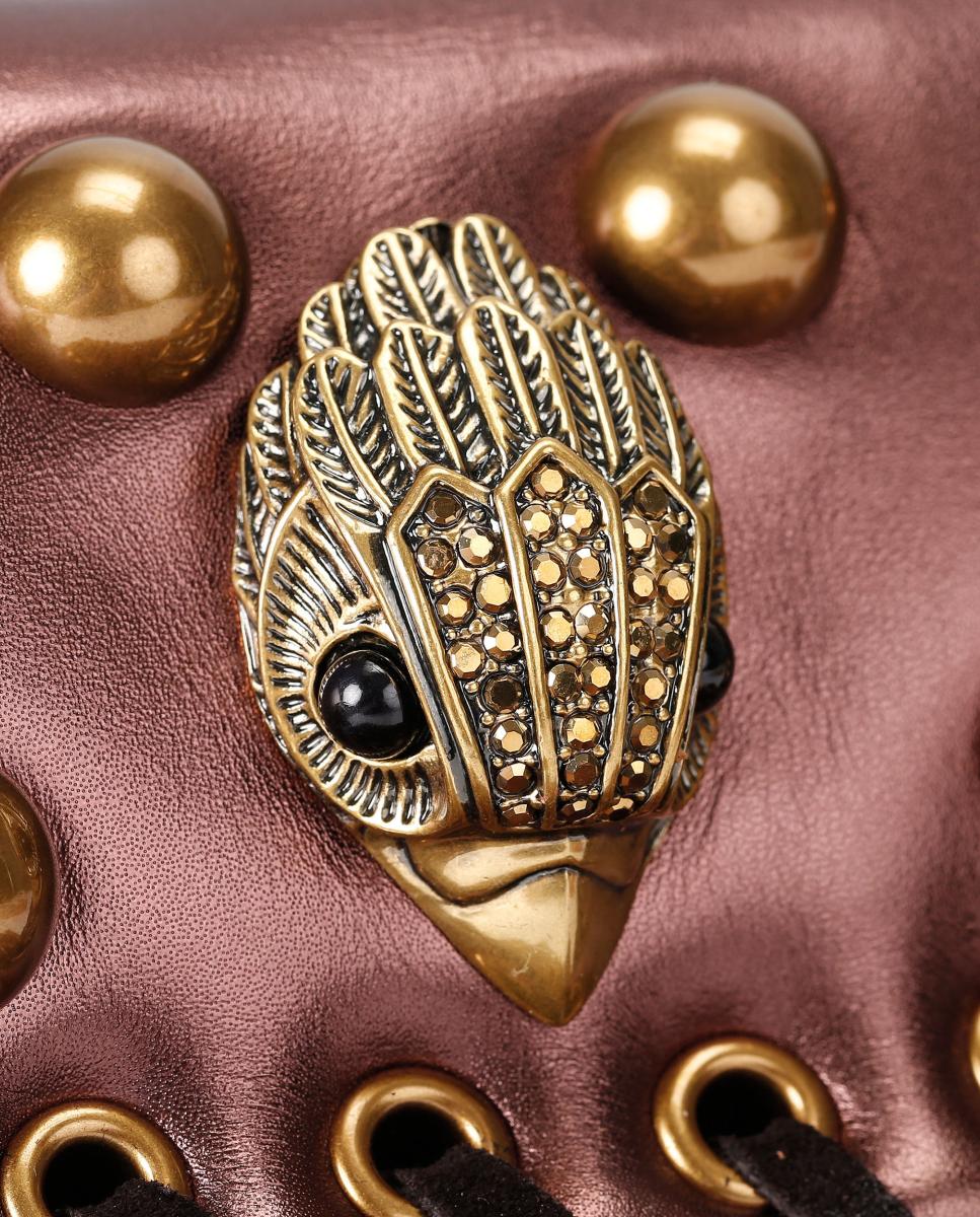 Imagen 7 de Bolso en piel con solapa decorada con tachuelas doradas y flecos en los laterales - Kurt Geiger - Marrón Marrón