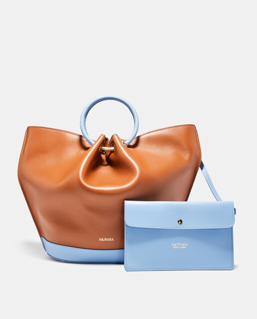 Imagem 0 de Mala de Mão Grande em Pele com Carteira Interior