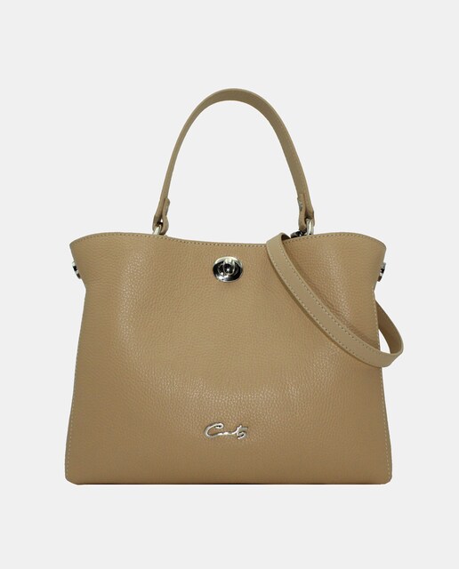 Imagem 0 de Mala Tipo Tote em Pele com Separador Interior e Alça de Tiracolo