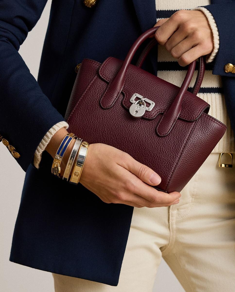 Mala Tipo Satchel Tanner Pequena em Pele Grená-7