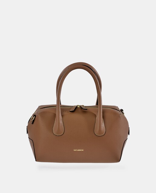 Imagem 0 de Mala Tipo Bowling em Pele com Alça Dupla e Alça de Tiracolo