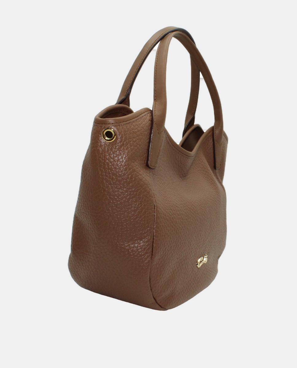 Mala Tipo Tote em Pele Montgo com Fecho de Correr Castanho-2