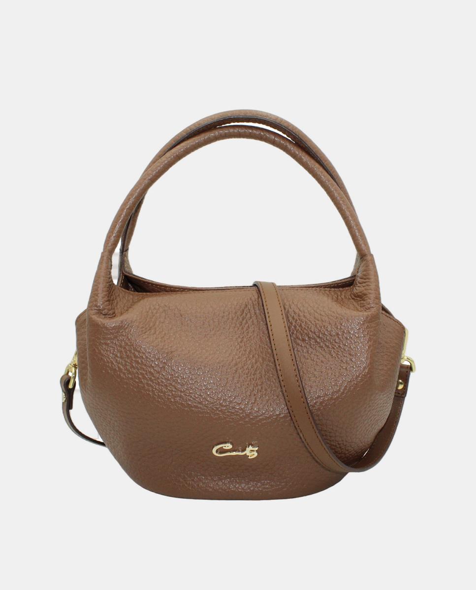 Imagem 0 de Mini Mala Tipo Tote em Pele Montgo com Fecho de Correr