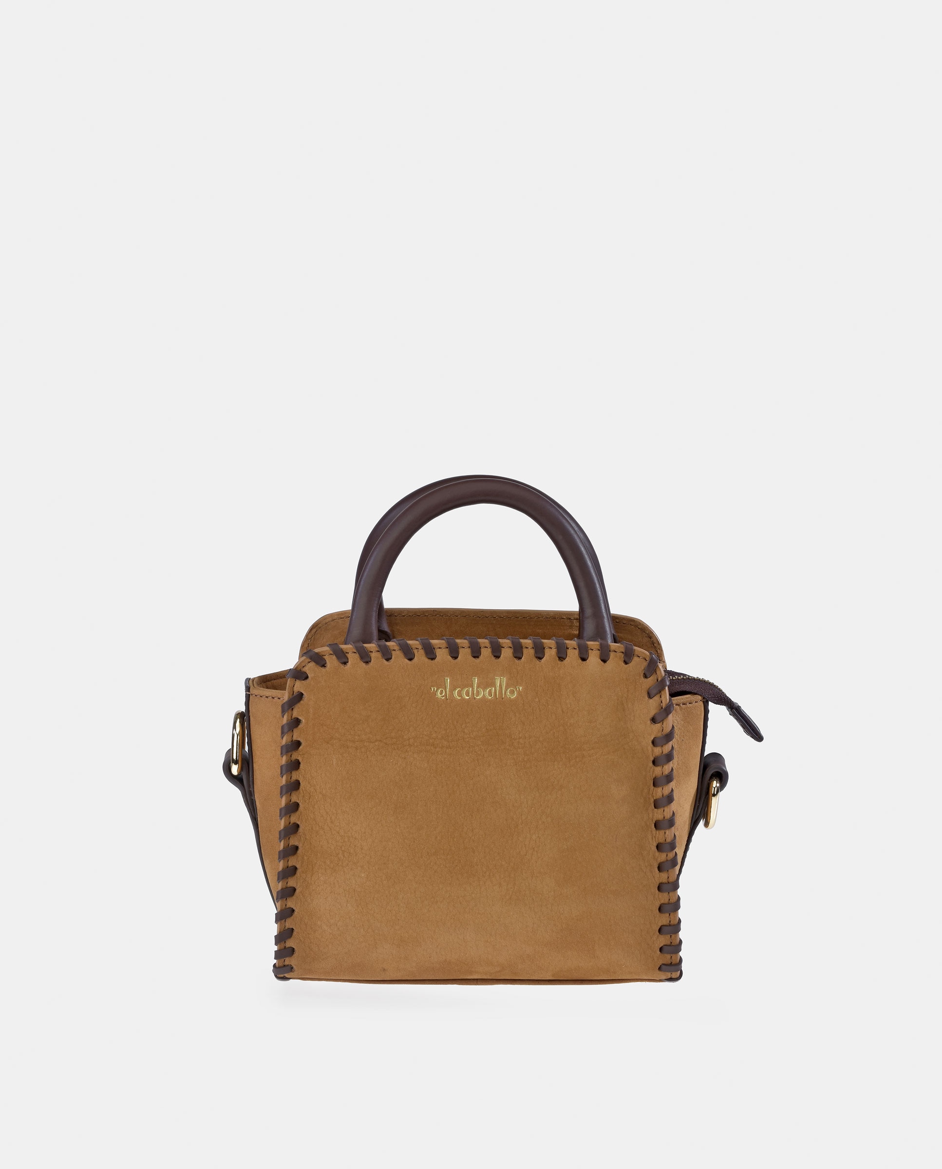Mala Carryall em Nobuck e Pele Tipo Napa Castanho-claro-1