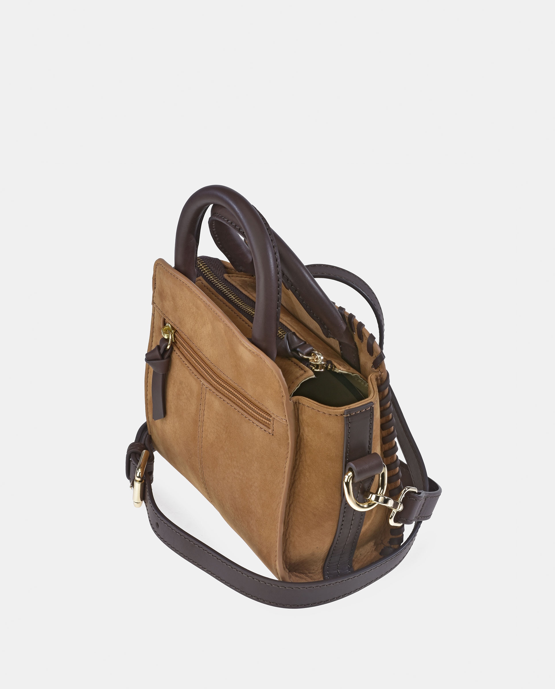 Mala Carryall em Nobuck e Pele Tipo Napa Castanho-claro-3