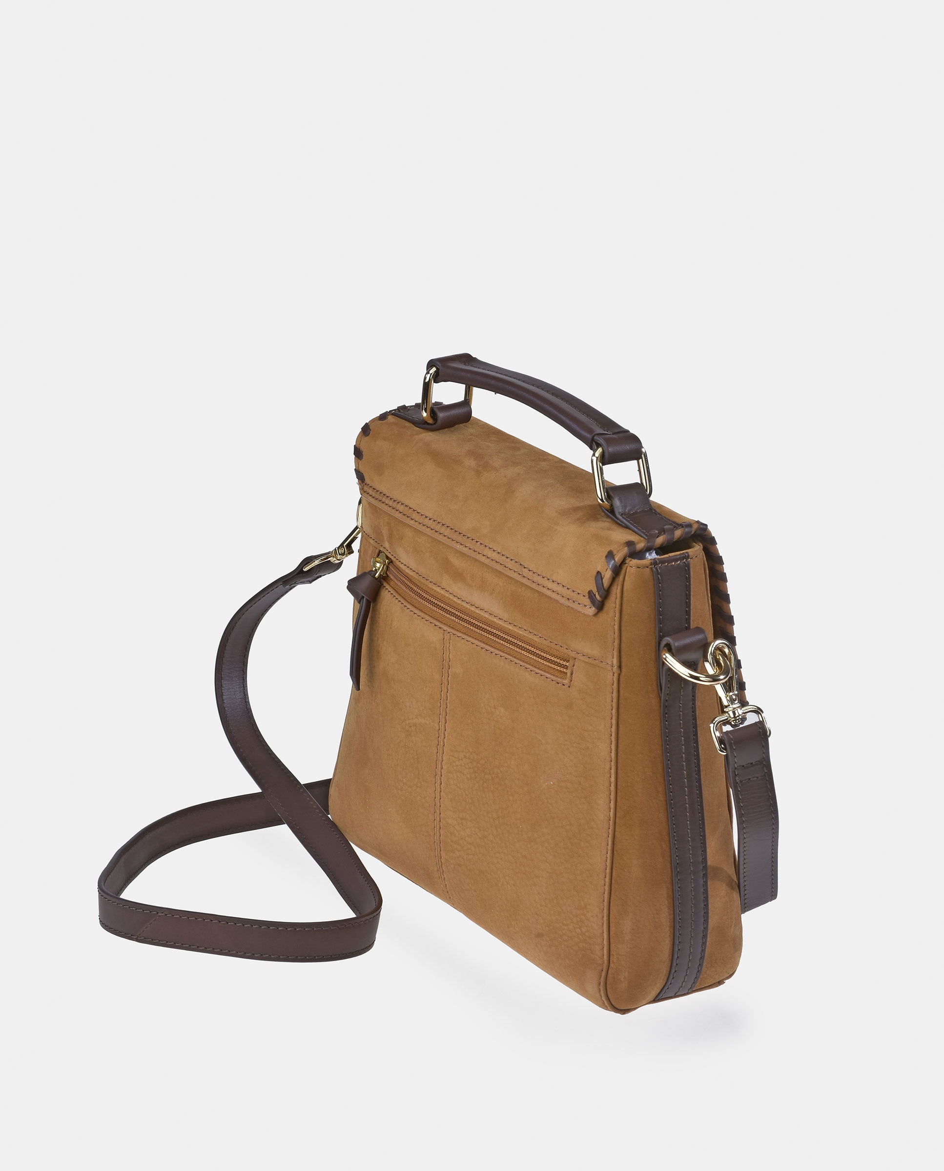 Mala Messenger em Nobuck e Pele Tipo Napa Castanho-claro-3