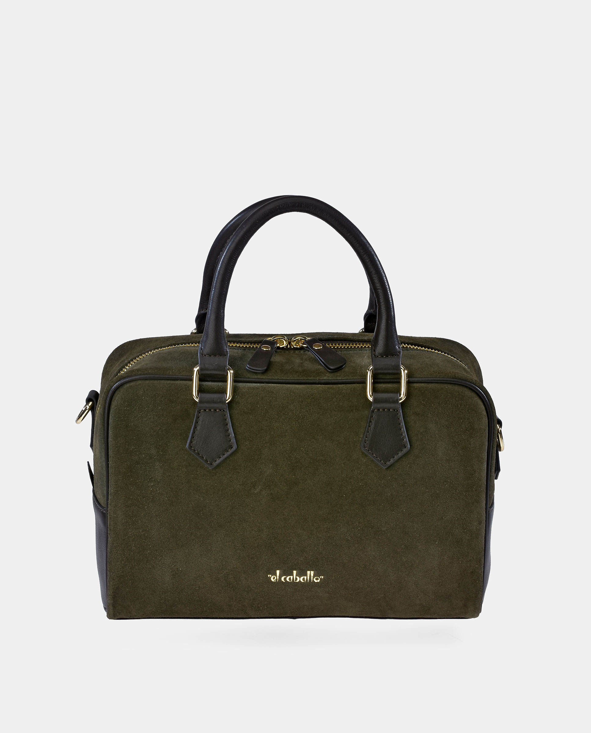 Bolso Bowling realizado en Serraje y Piel Napa - El Caballo - Verde oscuro Verde oscuro-1