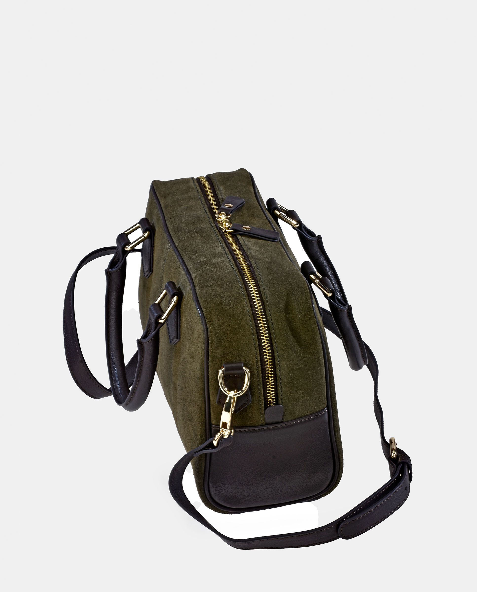 Bolso Bowling realizado en Serraje y Piel Napa - El Caballo - Verde oscuro Verde oscuro-3