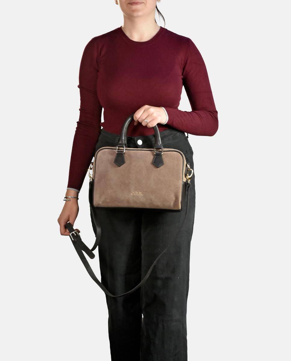 Bolso Bowling realizado en Serraje y Piel Napa - El Caballo - Topo Topo-4