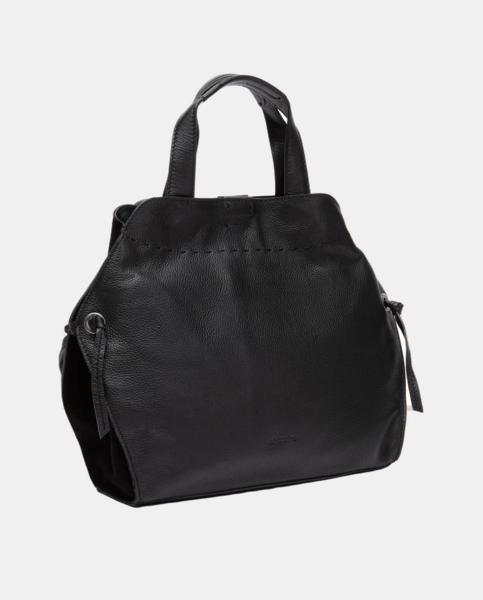 Bolso de mano en piel con pespunte - Abbacino - Negro Negro-2