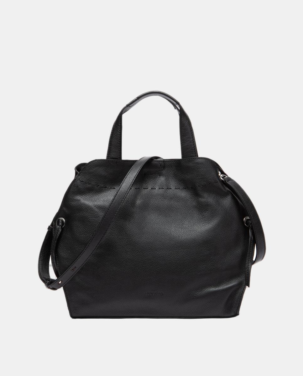 Bolso de mano en piel con pespunte - Abbacino - Negro Negro-4