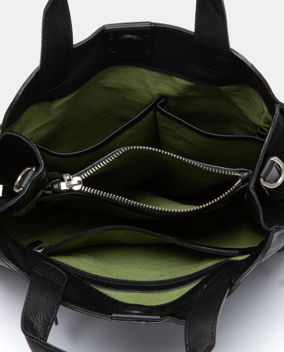 Bolso de mano en piel con pespunte - Abbacino - Negro Negro-5