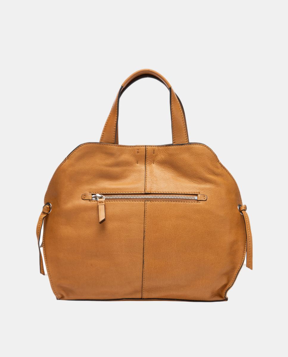 Bolso de mano en piel con pespunte - Abbacino - Marrón Marrón-4