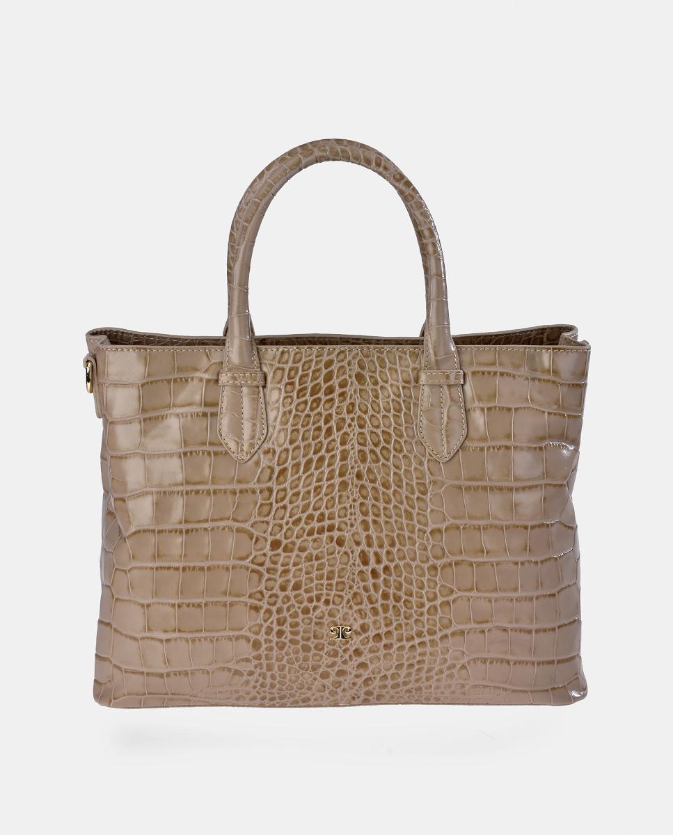 Imagem 0 de Mala Shopper em Pele com Efeito Croco e com Alça Dupla